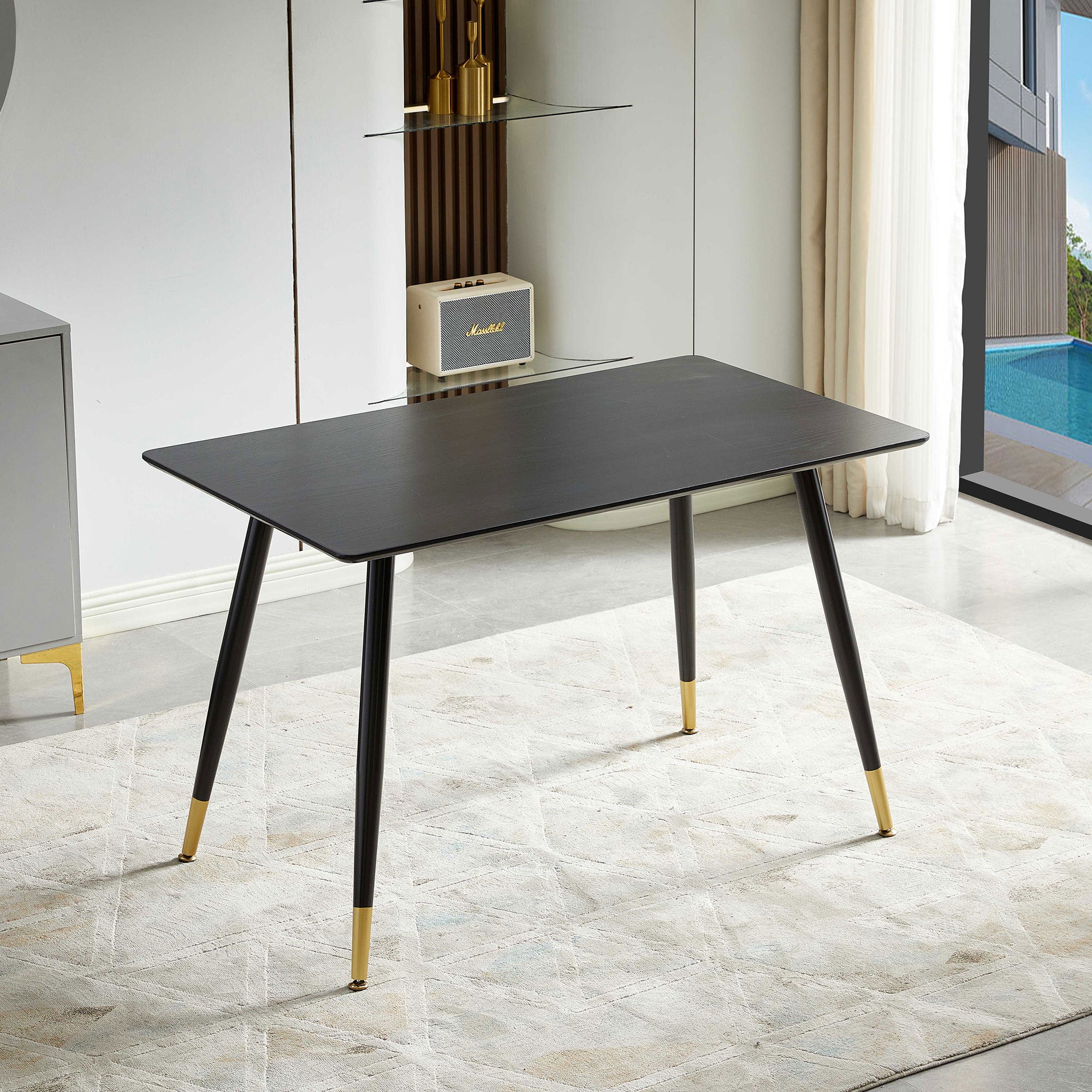 🆓🚛 Modern Kitchen Dining Table, Black