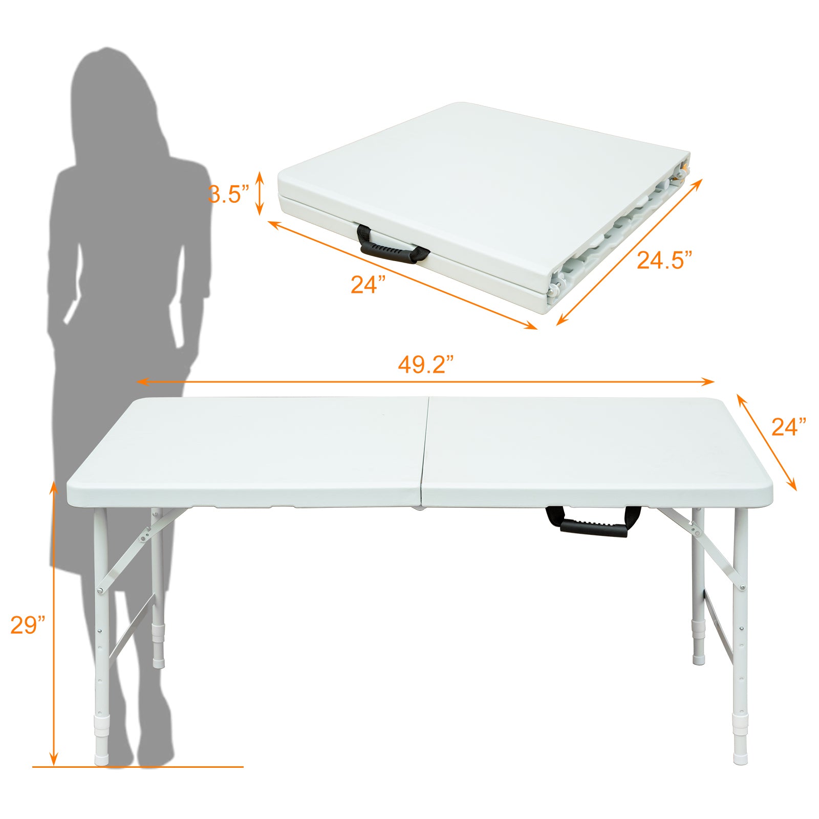 🆓🚛 4Ft Portable Folding Table Indoor & Outdoor Maximum Weight 135Kg Foldable Table for Camping White