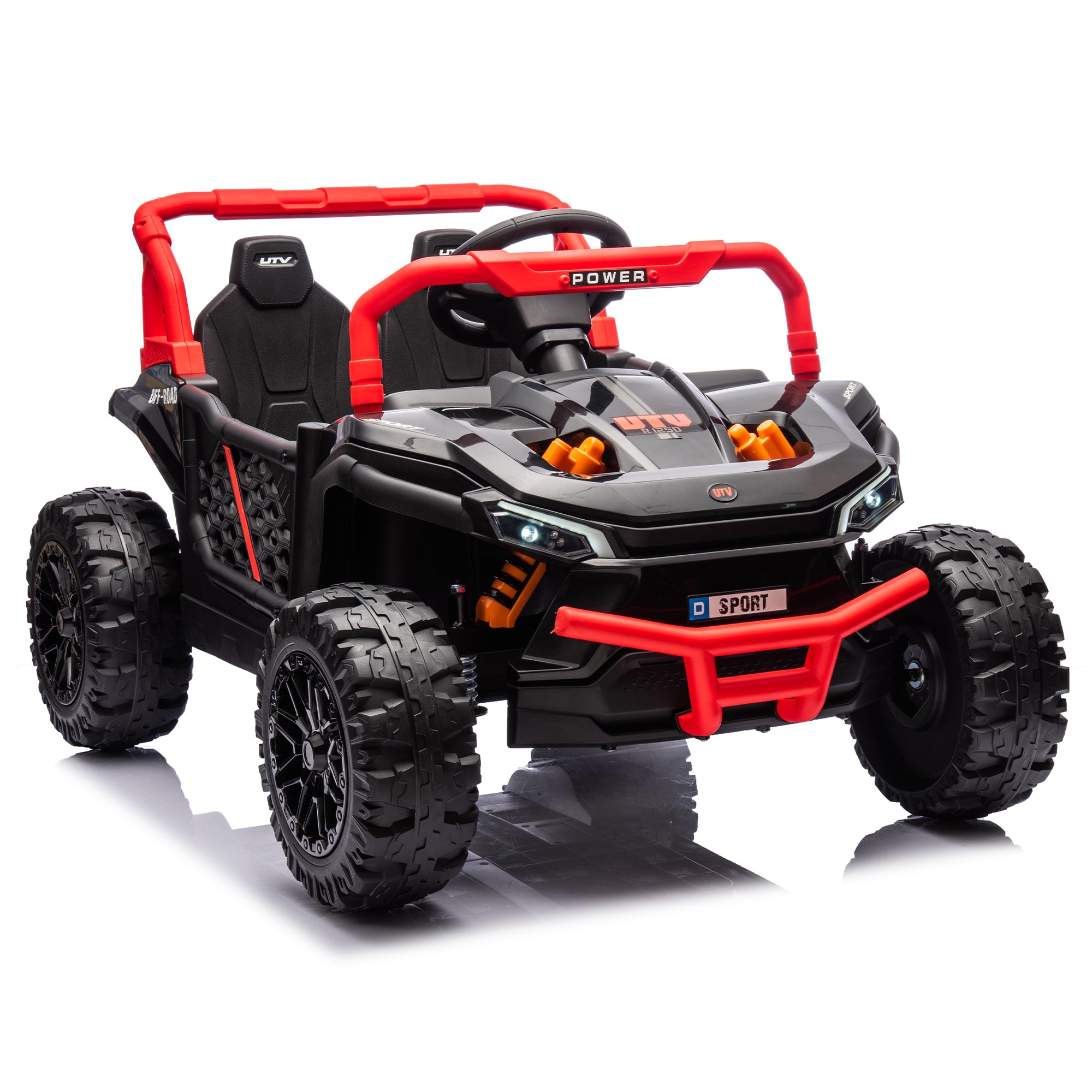 🆓🚛 24V Kids Ride On Utv, Electric Toy for Kids W/Parents Remote Control, Four Wheel Suspension, Low Start, Adjustable Speed, Multimedia Player, Early Education, Bluetooth, Rear Storage Space for Kids Aged 3+.