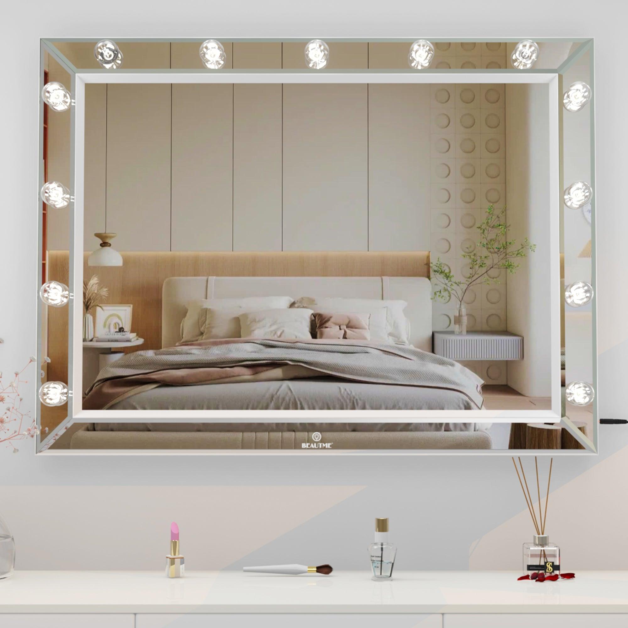 🆓🚛 Vanity Mirror With Uss Bulbs Luxury Vanity Mirror With Lights Large Size Makeup Mirror for Bedroom Makeup Room, Smart Touch White Lighting