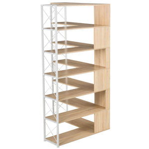 7-Tier Bookcase Home Office Bookshelf,  L-Shaped Corner Bookcase With Metal Frame, Industrial Style Shelf With Open Storage, MDF Board LamCham