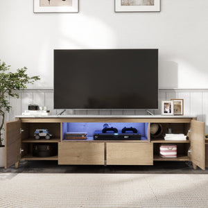 70 Inches Modern TV stand with LED Lights Entertainment Center TV cabinet with Storage for Up to 75 inch for Gaming Living Room Bedroom LamCham