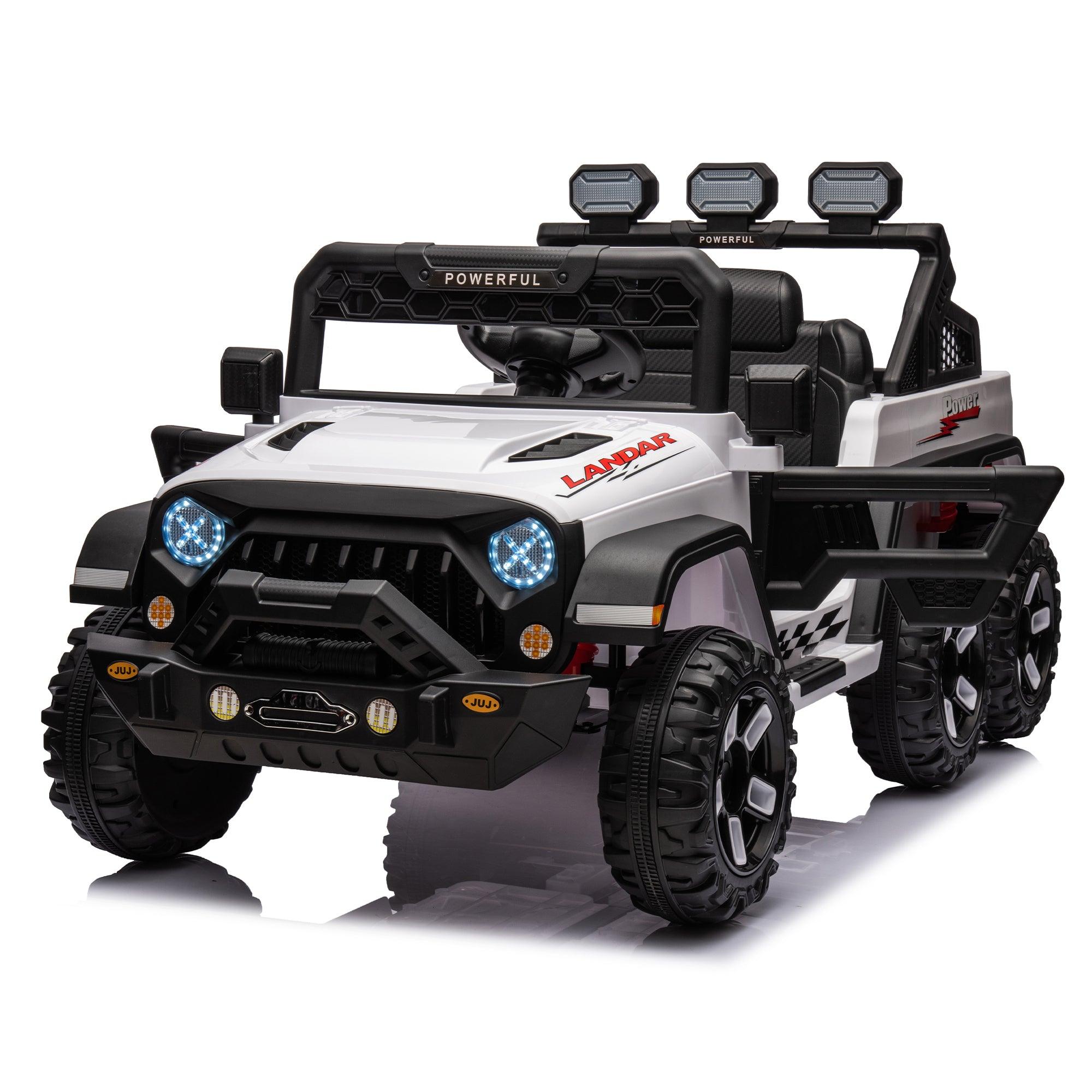 🆓🚛 24V Ride On Large Ride On Pickup Truck Car for Kids, With Remote Control, Parents Can Assist In Driving, Bluetooth Music Version, Spacious Storage In The Rear, Black & White