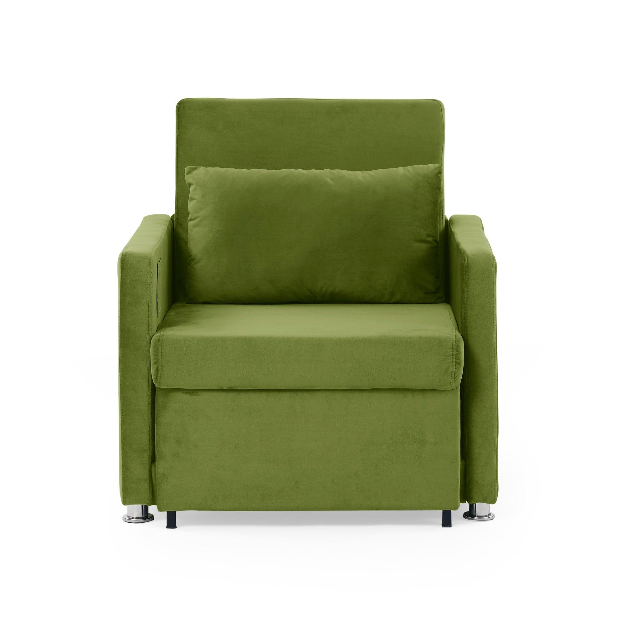 🆓🚛 Shoren 2-in-1 Convertible Sofa Chair Bed, W/ Pillow - Green