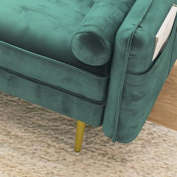 71'' W Velvet  Sofa, Mid century couch with bolster pillow, Green LamCham
