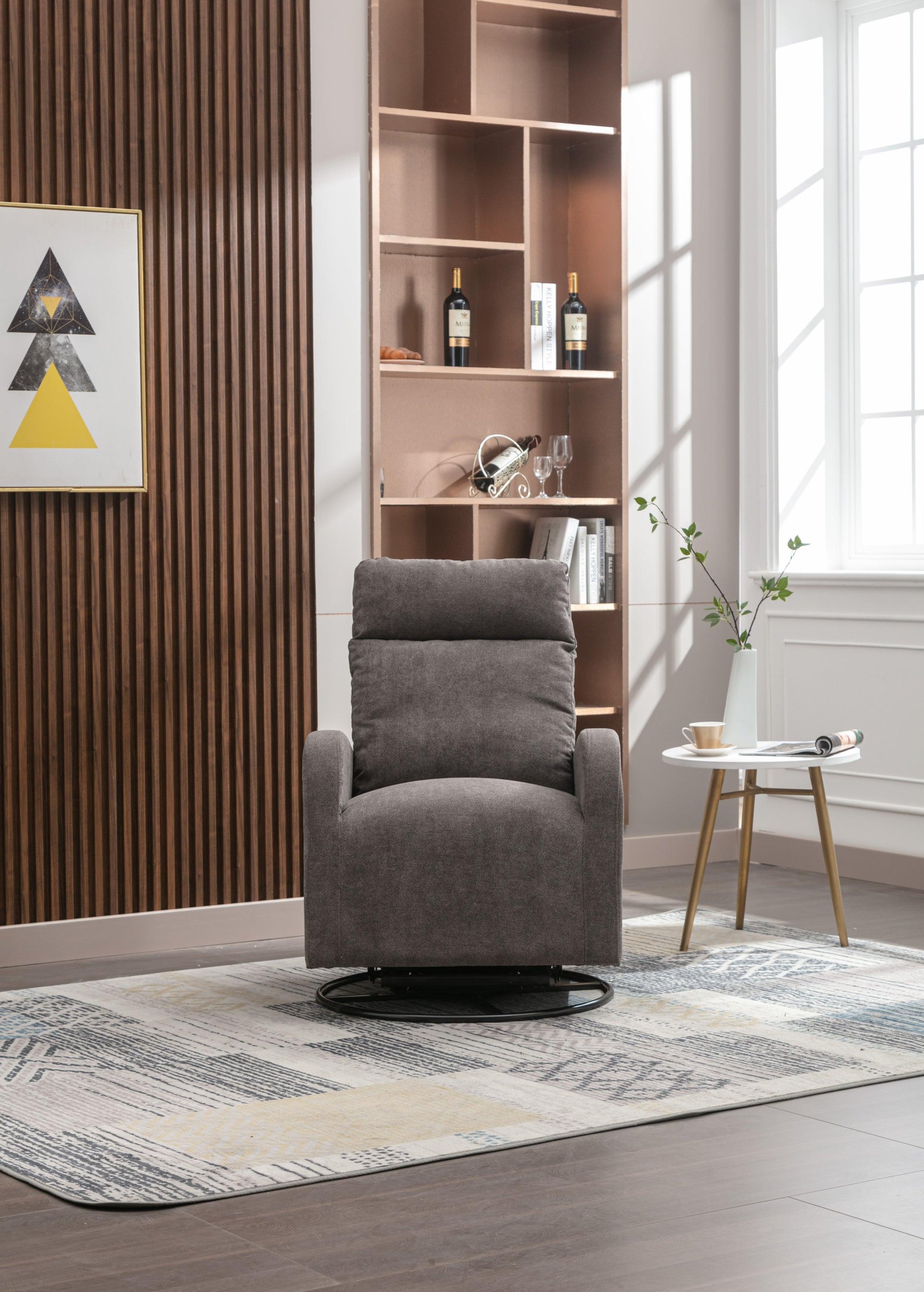 🆓🚛 Upholstered Swivel Glider, Modern Style Rocking Chair for Nursery, Dark Gray