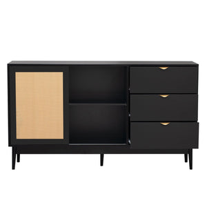 Featured Two-door Storage Cabinet with Three Drawers and Metal Handles , Suitable for Corridors, Entrances, Living rooms, and Study