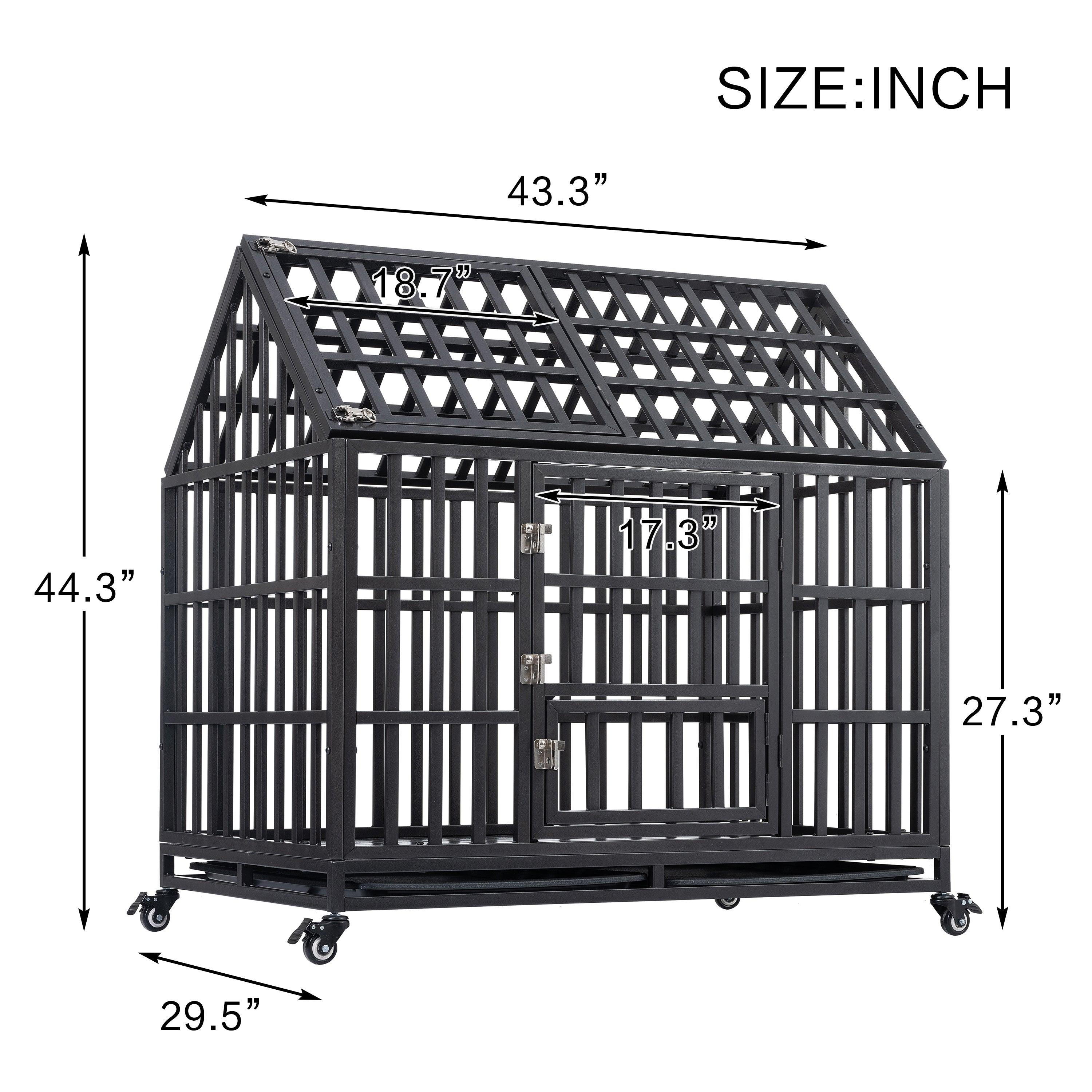 Heavy Duty Dog Cage  Pet Crate With Roof