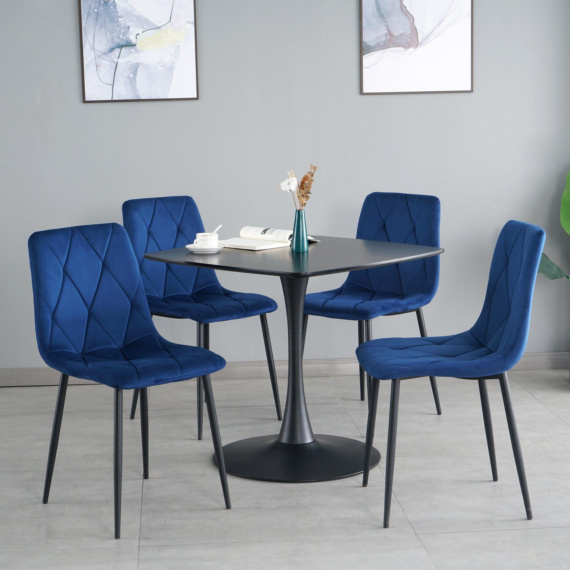 🆓🚛 Modern Velvet Dining Chairs, Fabric Accent Upholstered Chairs Side Chair With Black Legs for Home Furniture Living Room Bedroom Kitchen Dinning Room (Set Of 4)