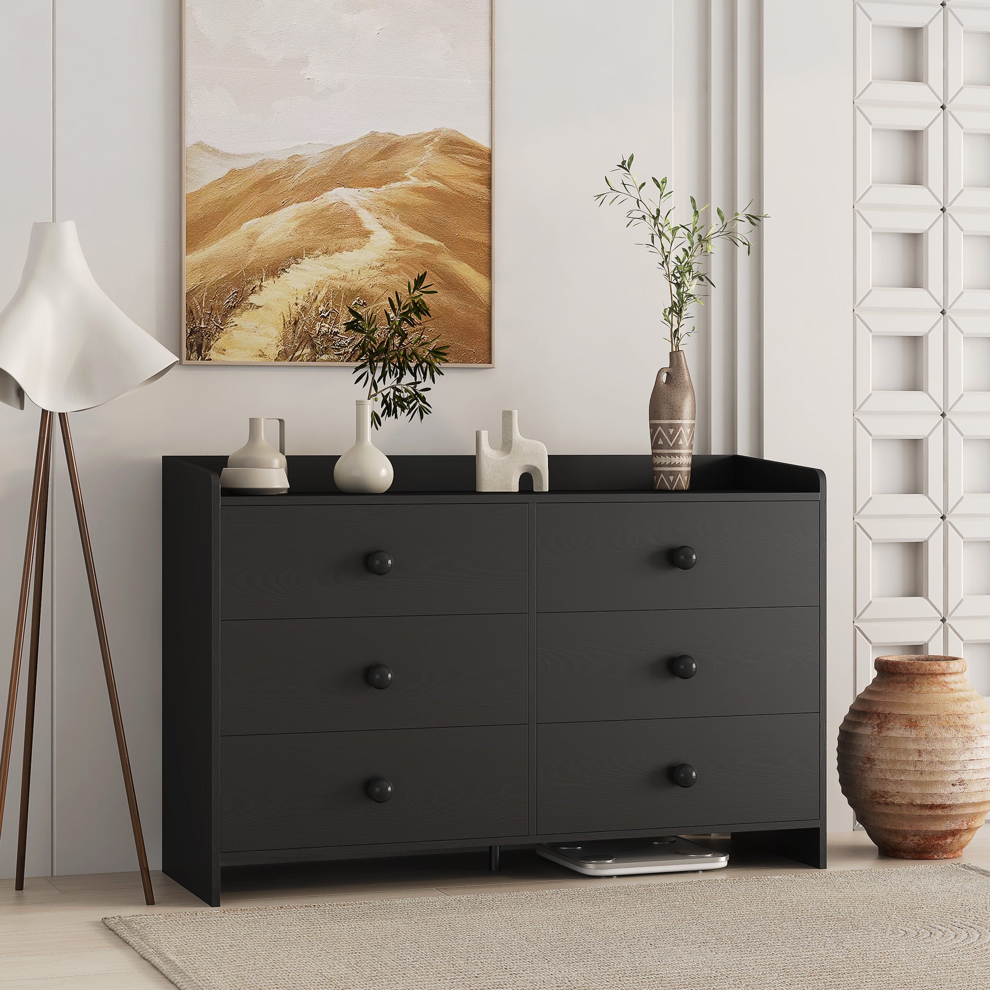 🆓🚛 6 Drawer Chest With Wide Storage, Modern Contemporary 6-Drawer Cabinet