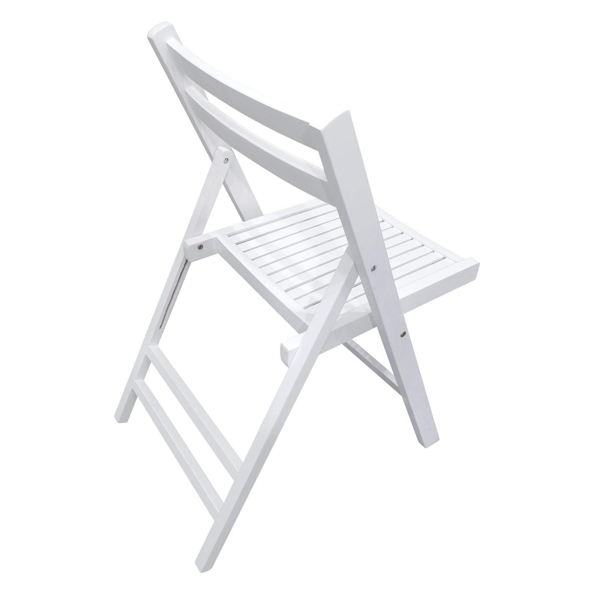 Furniture Slatted Wood Folding Special Event Chair - White, Set Of 4, FOLDING CHAIR, FOLDABLE STYLE