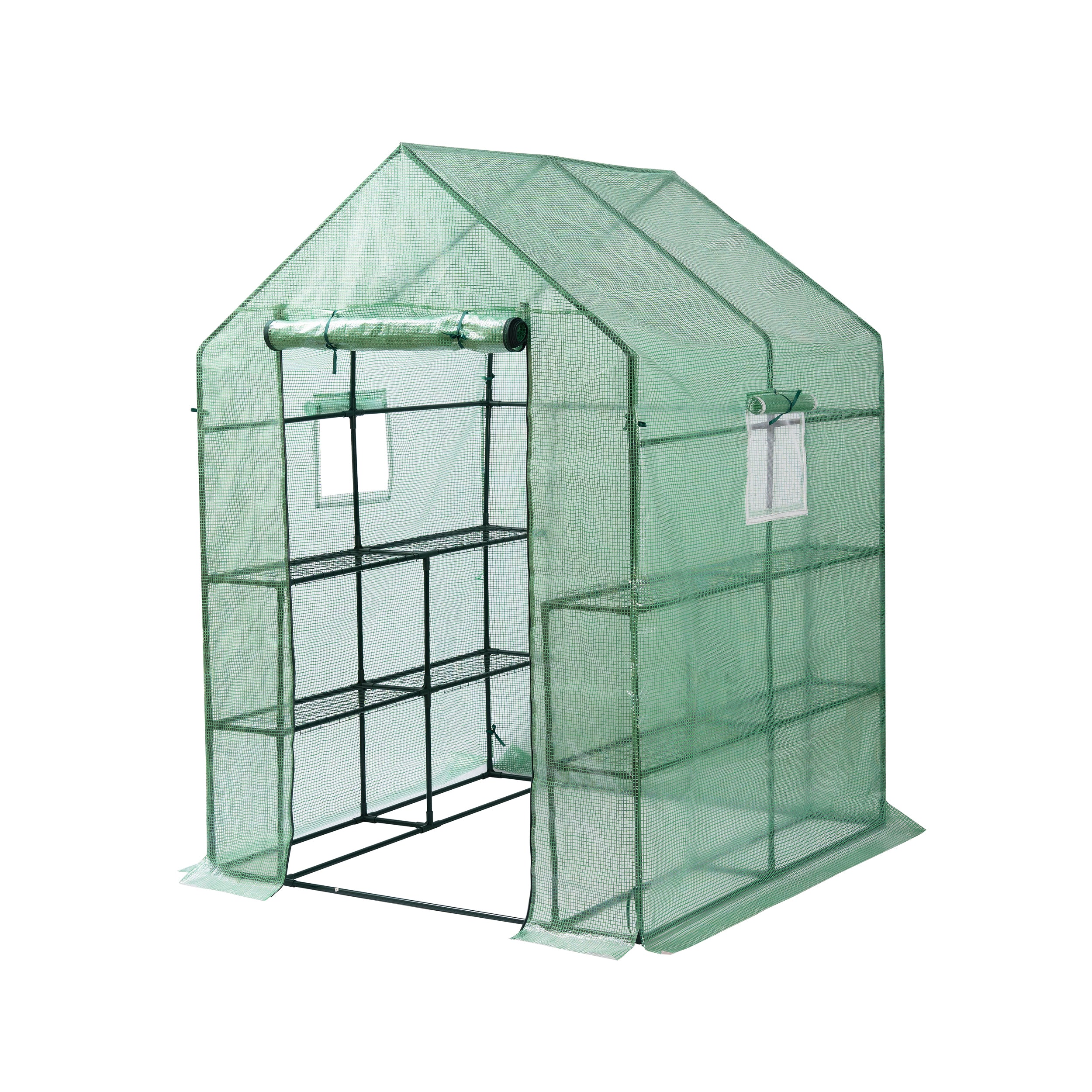 🆓🚛 Mini Walk-In Greenhouse Indoor Outdoor, 2 Tier 8 Shelves Portable Plant Gardening Greenhouse (56L X 56W X 76H"es)