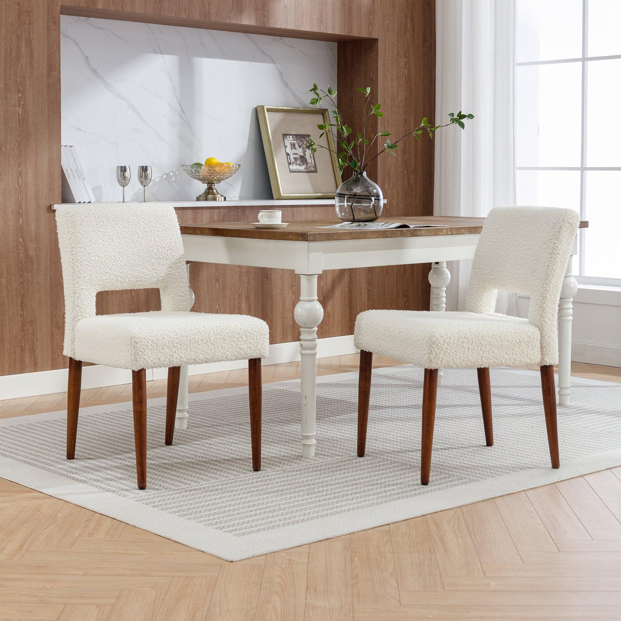 🆓🚛 Upholstered Boucle Dining Chairs, Set Of 2 - Cream