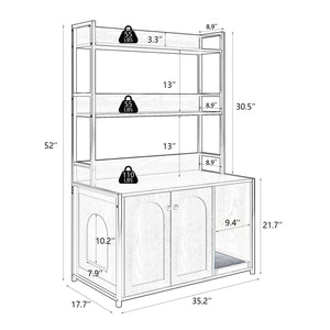 Hidden Cat Litter Box Enclosure Cabinet With Shelf Storage - Brown