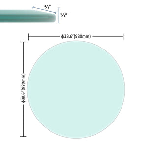 CALMY 38.6" Inch Round Tempered Glass Table Top Clear Glass 2/5" Inch Thick Beveled Polished Edge