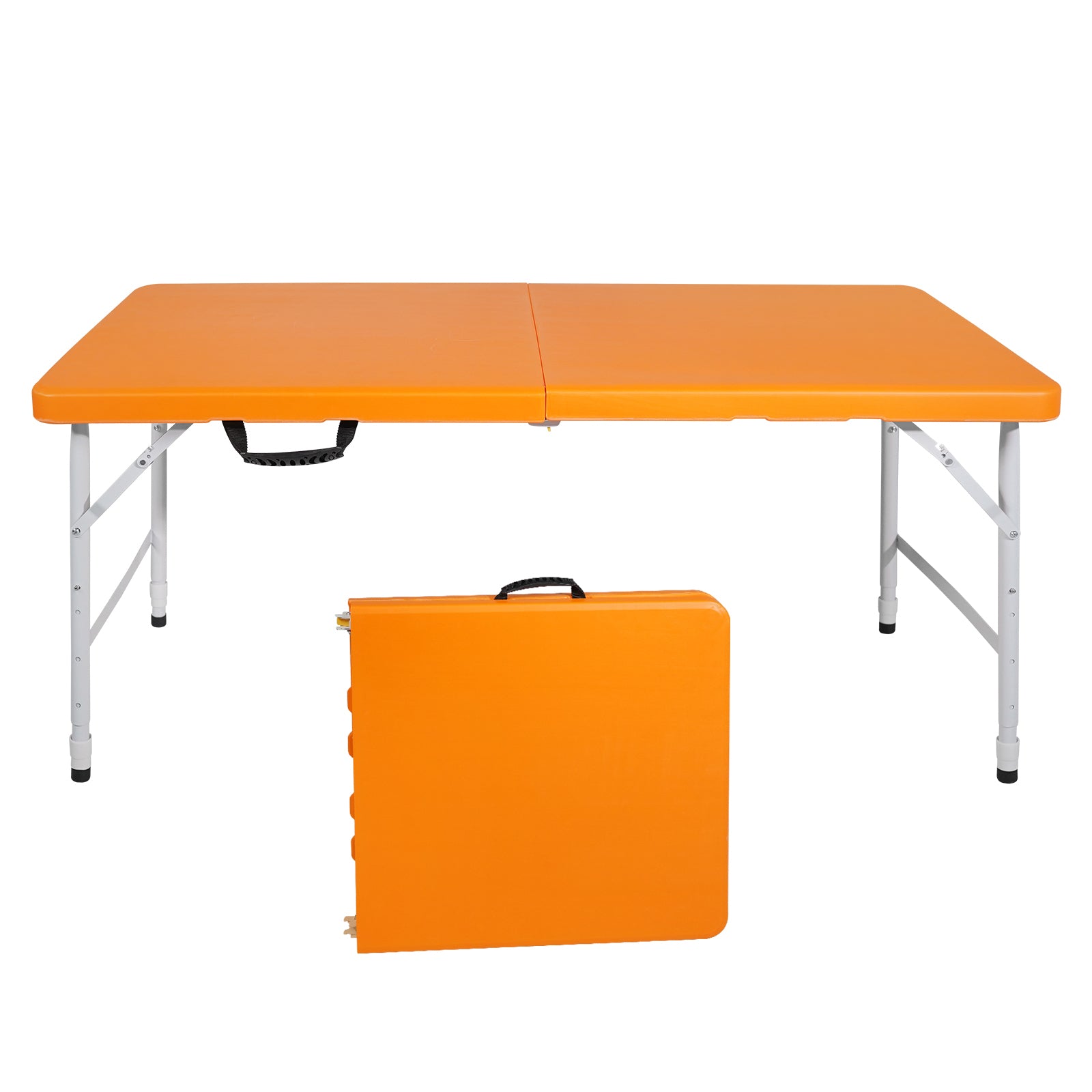 🆓🚛 4Ft Orange Portable Folding Table Indoor & Outdoor Maximum Weight 135Kg Foldable Table for Camping