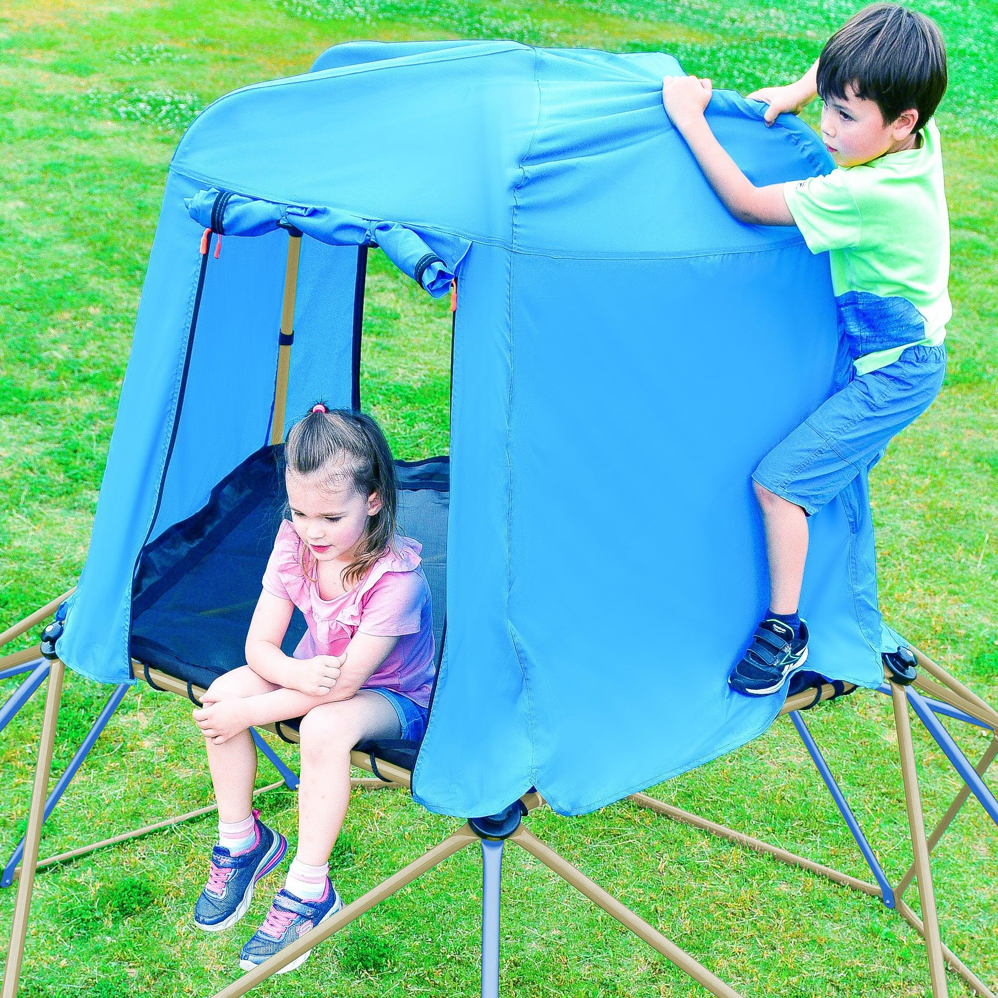 🆓🚛 Kids Climbing Dome With Canopy & Playmat - 10 Ft Jungle Gym Geometric Playground Dome Climber Play Center, Rust & Uv Resistant Steel Supporting 1000 Lbs