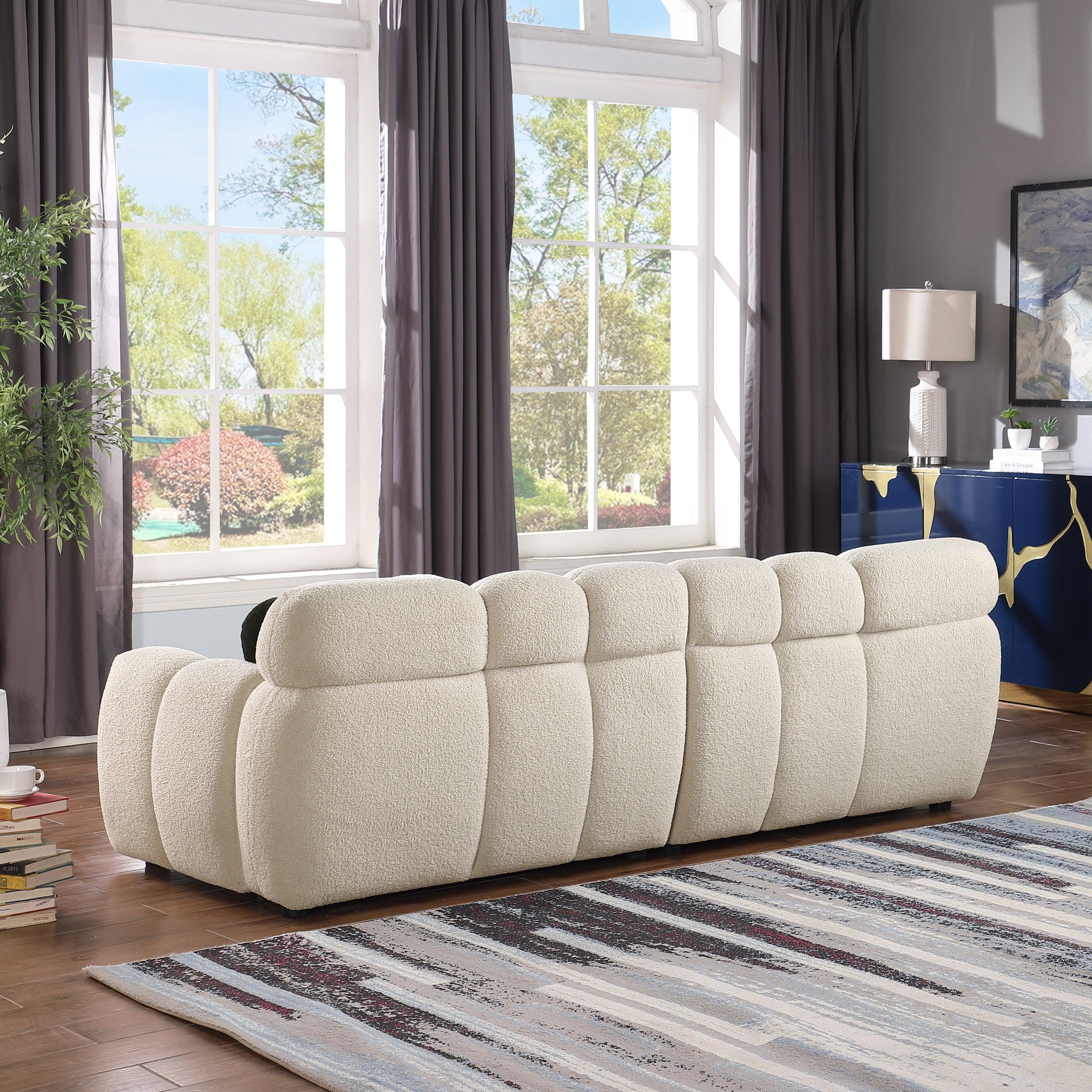 🆓🚛 87.4 Length, 35.83" Deepth, Human Body Structure for Usa People, Marshmallow Sofa, Boucle Sofa, 3 Seater, Beige Boucle