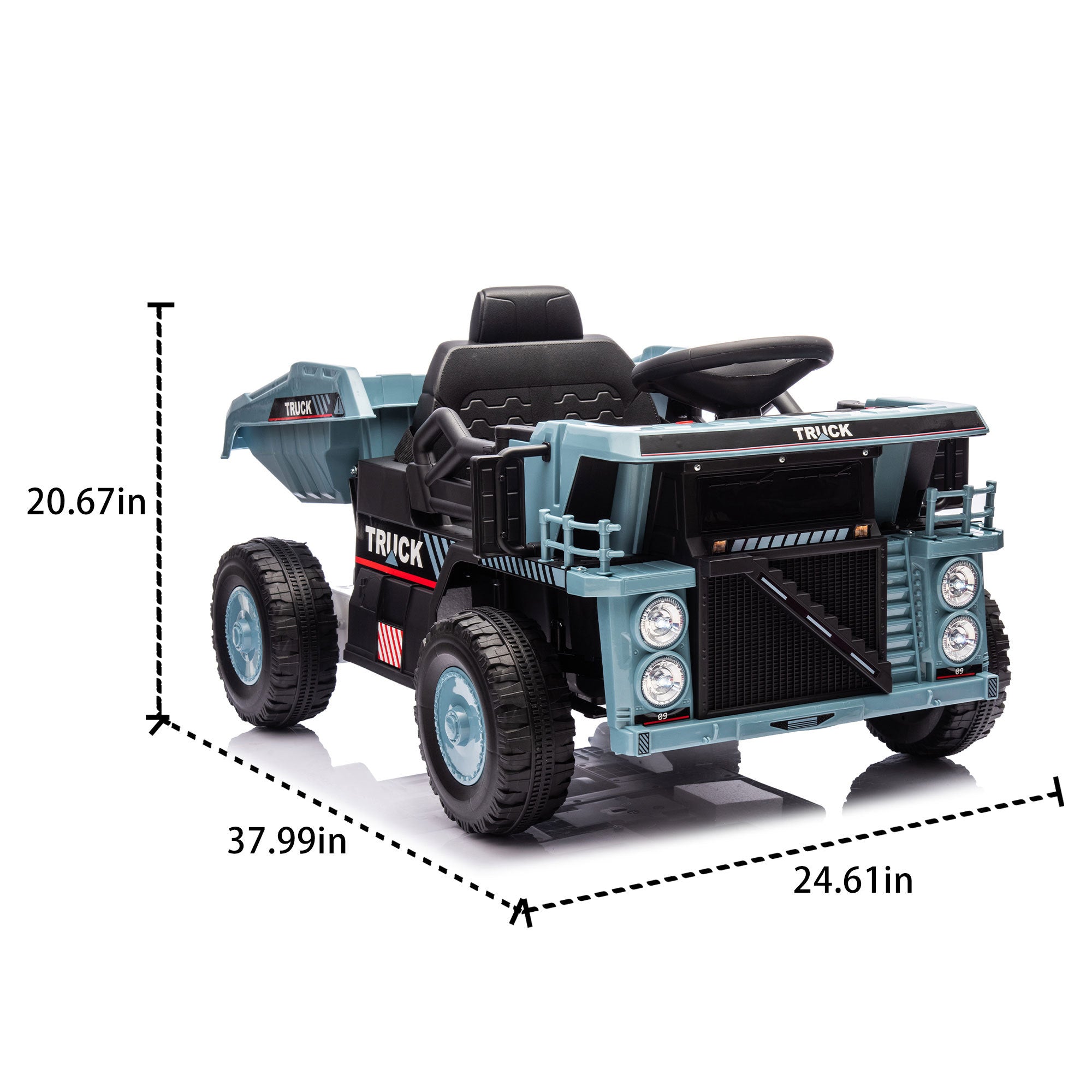 12V Kids Ride On Dump Truck W/Parents Control, 2Wd, Rear-Wheel Suspension, Electric Dump Bed and Extra Shovel, Multimedia Function With Bluetooh and Music, Volume&Speed Adjustment, Led Light for Kids 3-5.