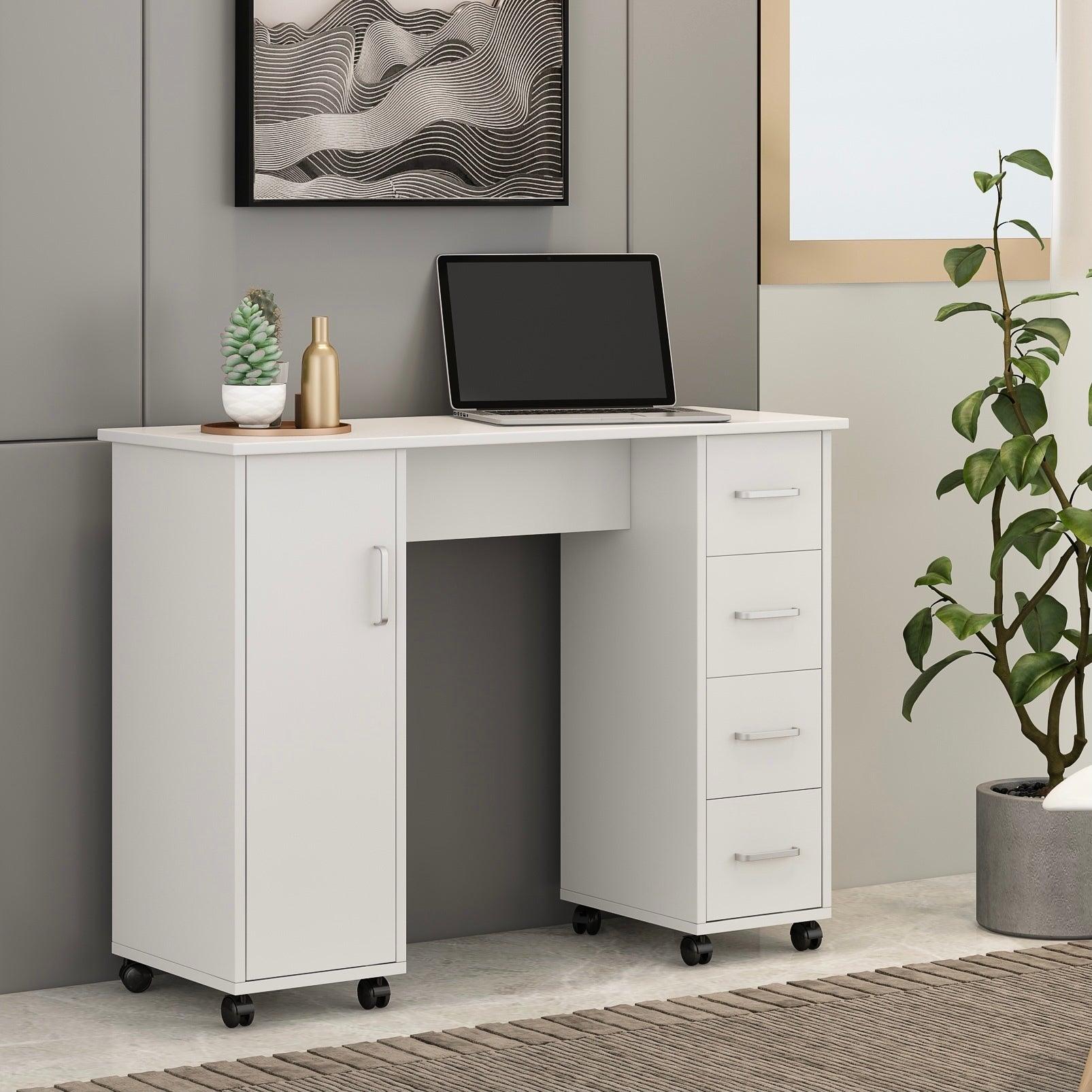 Home Office Computer Desk Table With Drawers White 41.73‘’L 17.72\'\'W 31.5\'\'H