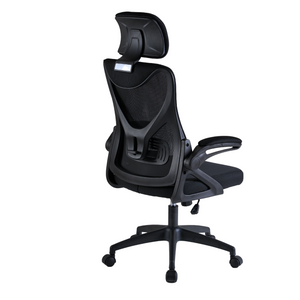 Ergonomic Office Desk Chair with wheels High Back Computer Task Chair Home Mesh Swivel Desk Chair with Adjustable Back Height & Flip up Arms & Lumbar Support & Headrest for Home/Study/Working(Black)