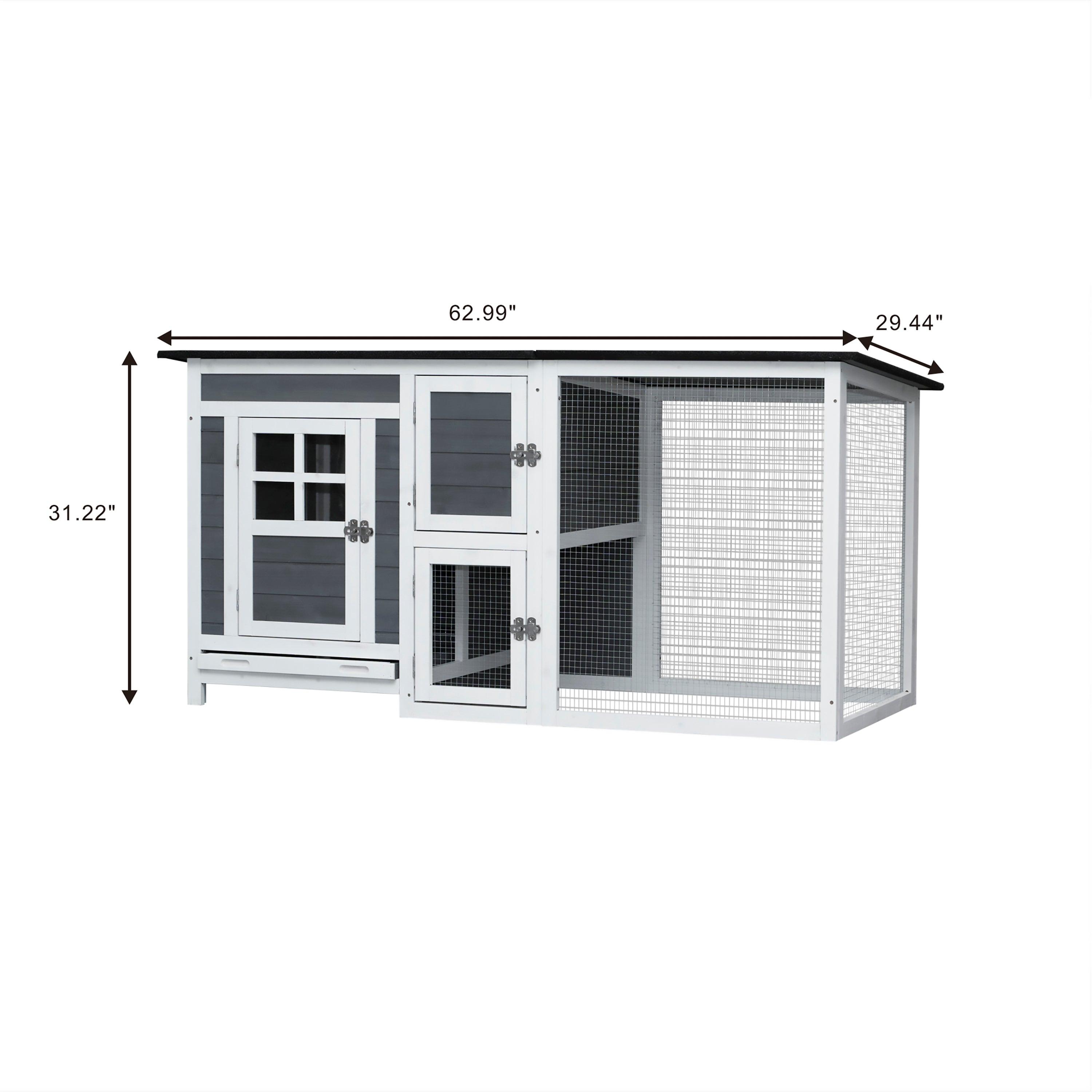 🆓🚛 Outdoor Indoor Poultry Cage Small Animal House Outdoor Chicken Hutch Coop With Running Cage