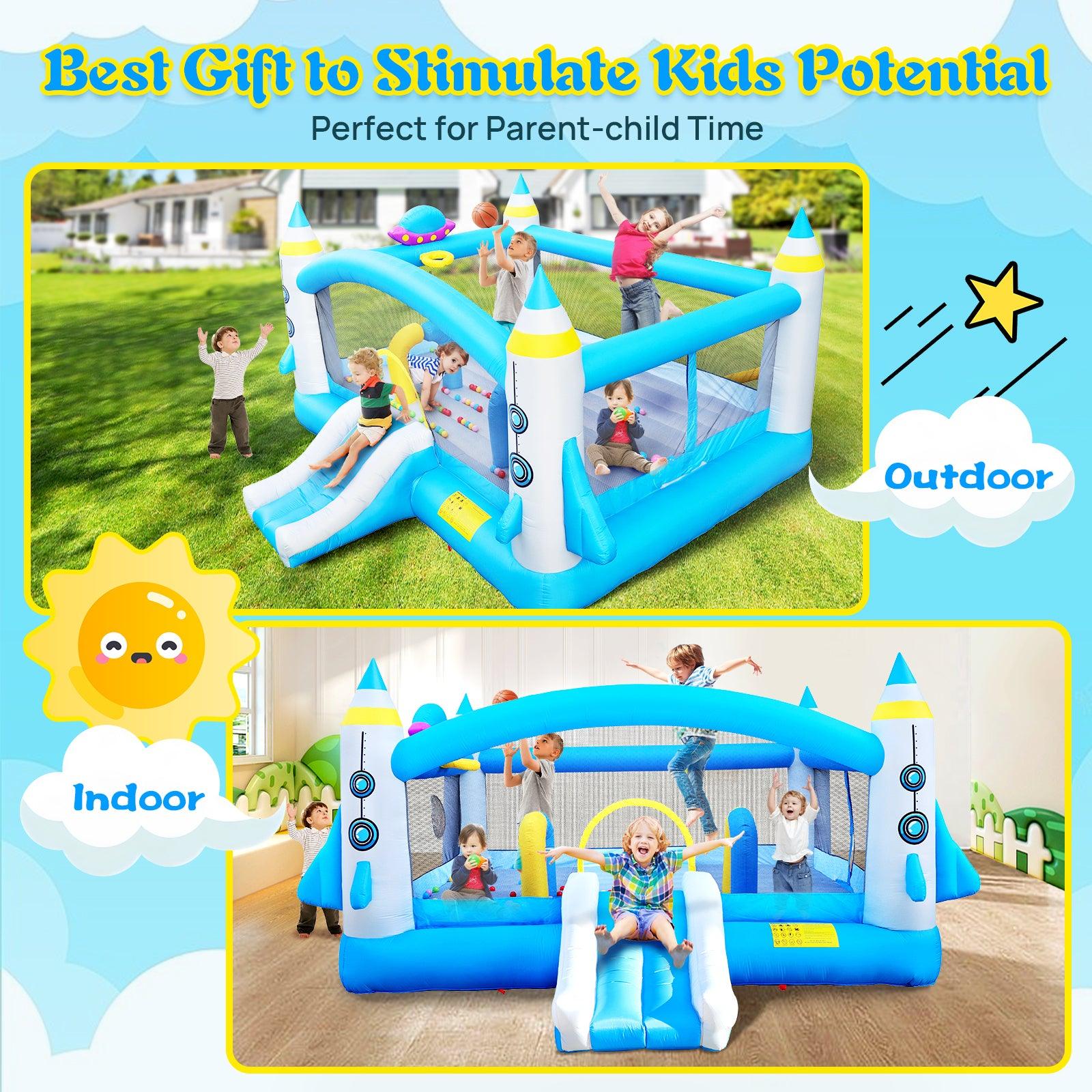 🆓🚛 Multifunctional Jump 'N Slide Inflatable Bouncer for Kids Complete Setup With Blower - 198" X 180" Play Area - 96" Tall