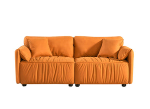 GEFAYLUO 75.6" Tech Cloth Sofa Couch, Large Deep Seat Sofa, Loveseat With Hardwood Frame,  Orange
