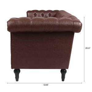 83.66 Inch Width Traditional  Square Arm Removable Cushion 3 Seater Sofa LamCham