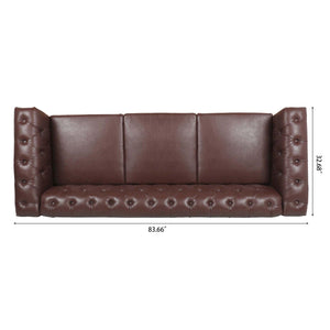 83.66 Inch Width Traditional  Square Arm Removable Cushion 3 Seater Sofa LamCham