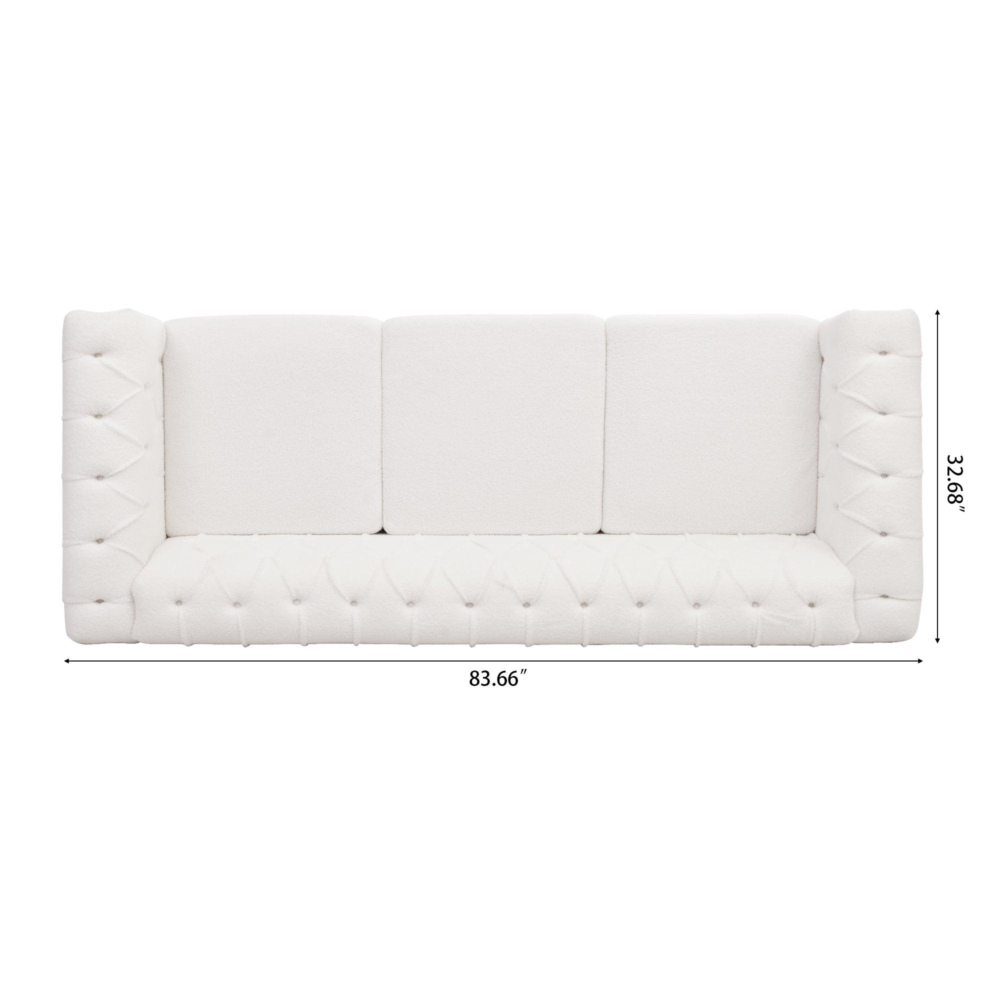 83.66 Inch Width Traditional Square Arm removable cushion 3 seater Sofa LamCham