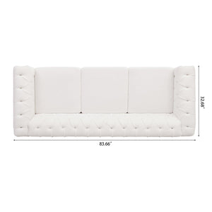 83.66 Inch Width Traditional Square Arm removable cushion 3 seater Sofa LamCham