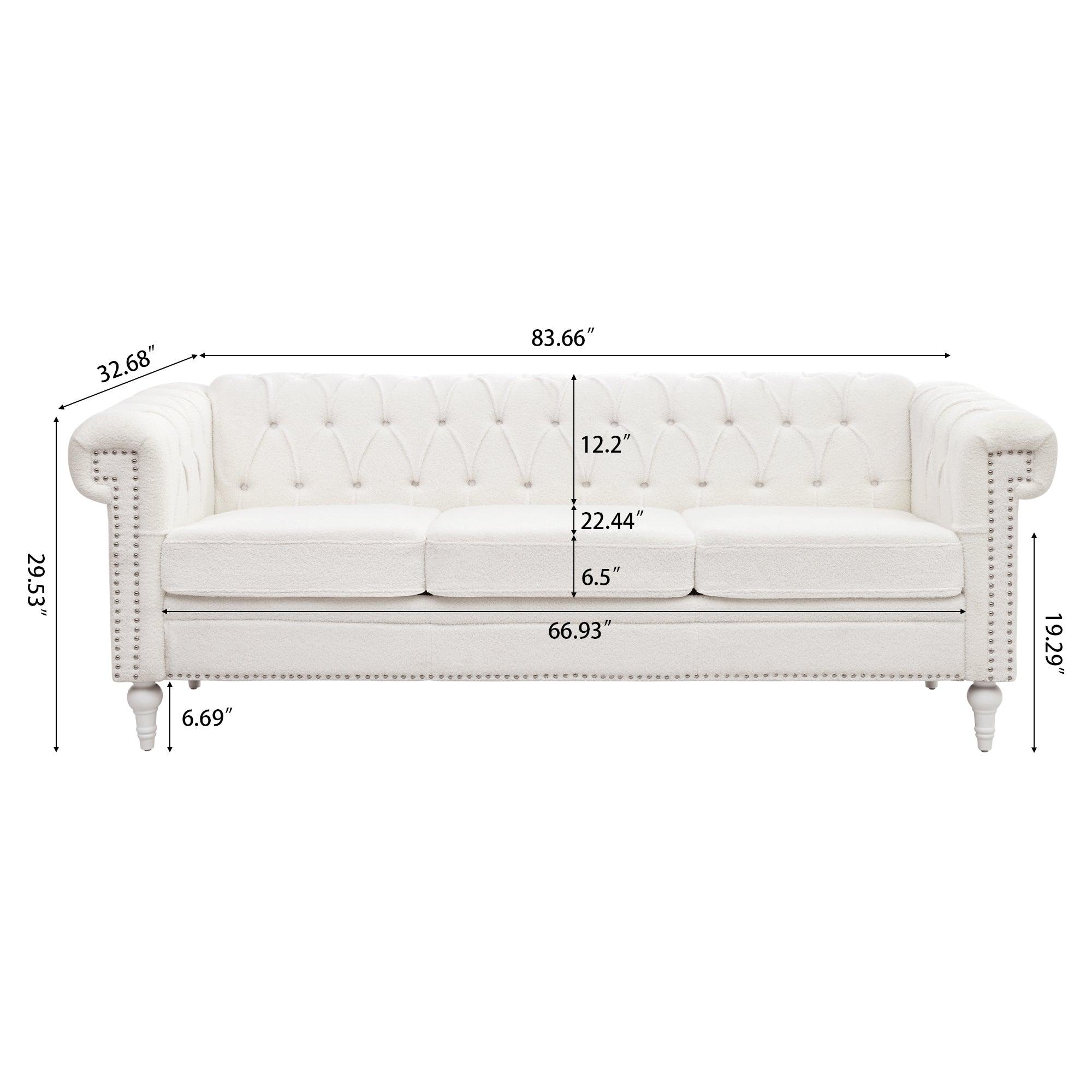 83.66 Inch Width Traditional Square Arm removable cushion 3 seater Sofa LamCham