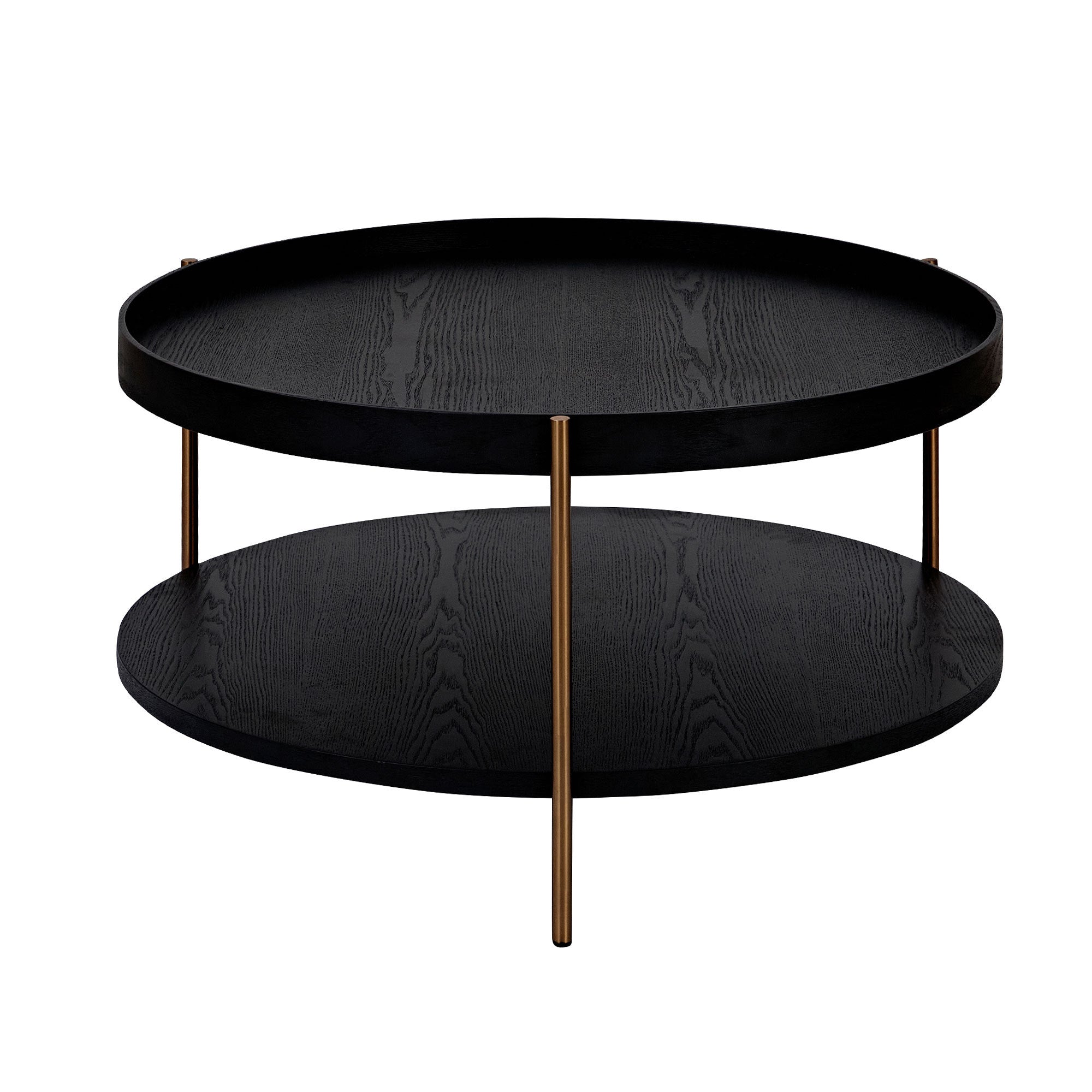 2-Piece Modern 2 Tier Round Coffee Table Set for Living Room, Easy Assembly Nesting Coffee Tables, End Side Tables for Bedroom Office Balcony Yard, Black