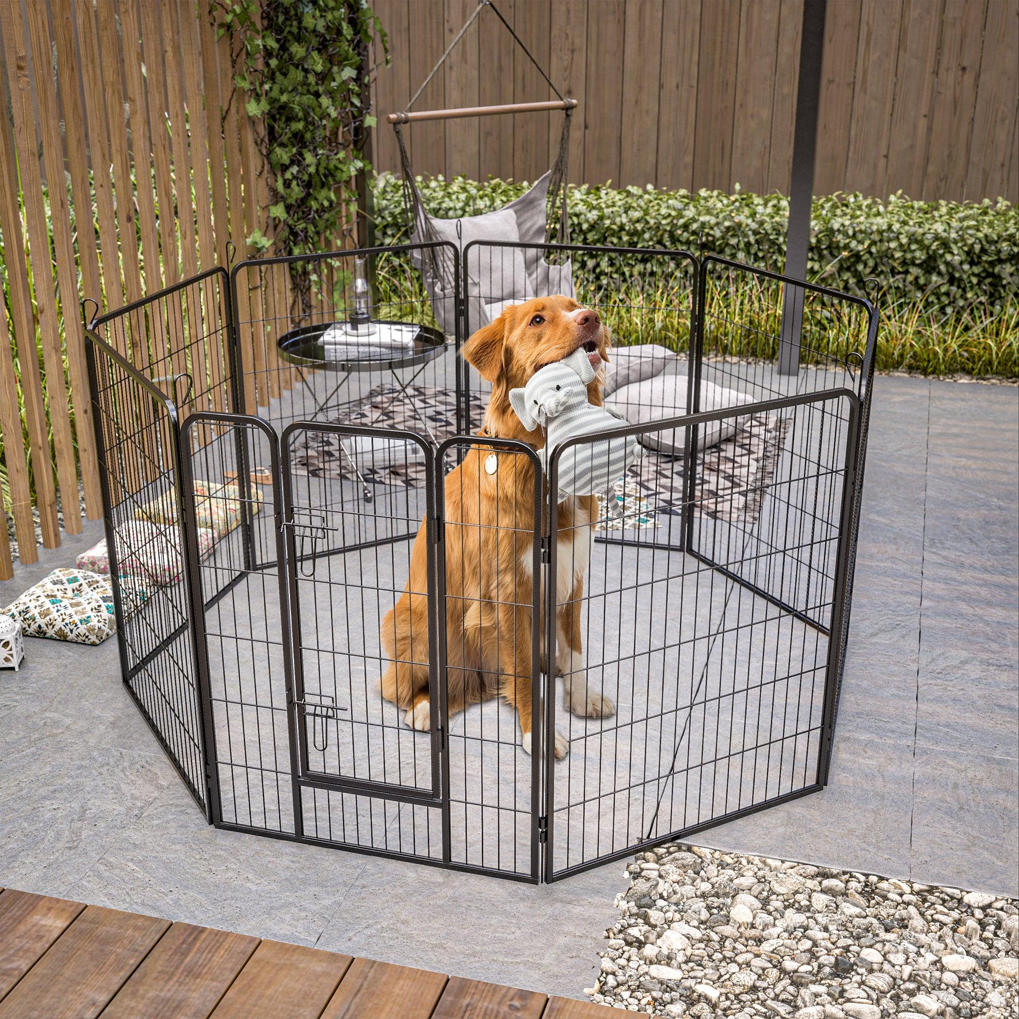 Heavy Duty Dog Pens Outdoor Dog Fence Dog Playpen For Large Dogs, 40" Dog Kennel Outdoor Pet Playpen With Doors 8 Panels Metal Exercise Pens Puppy Playpen Temporary Camping Fence For The Yard