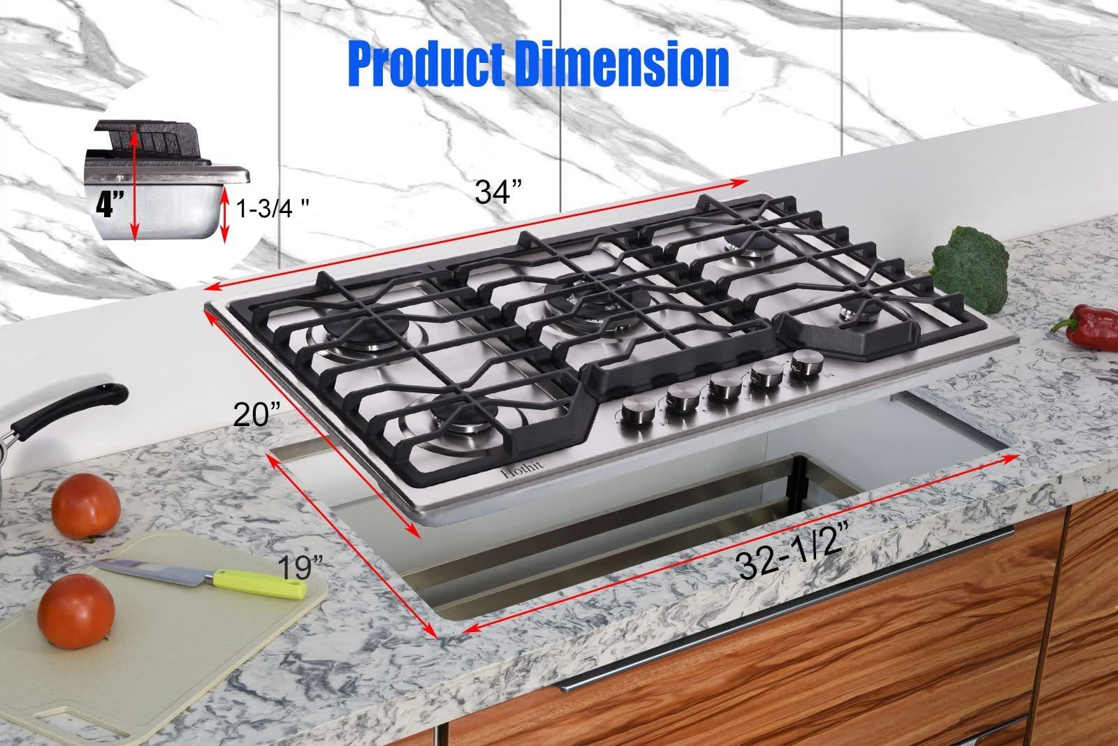 🆓🚛 5 Burners 34" Gas Cooktop, 36000 Btu Stainless Steel Gas Range Top, Gas Cooker Stove Propane Gas/Natural Gas Convertible