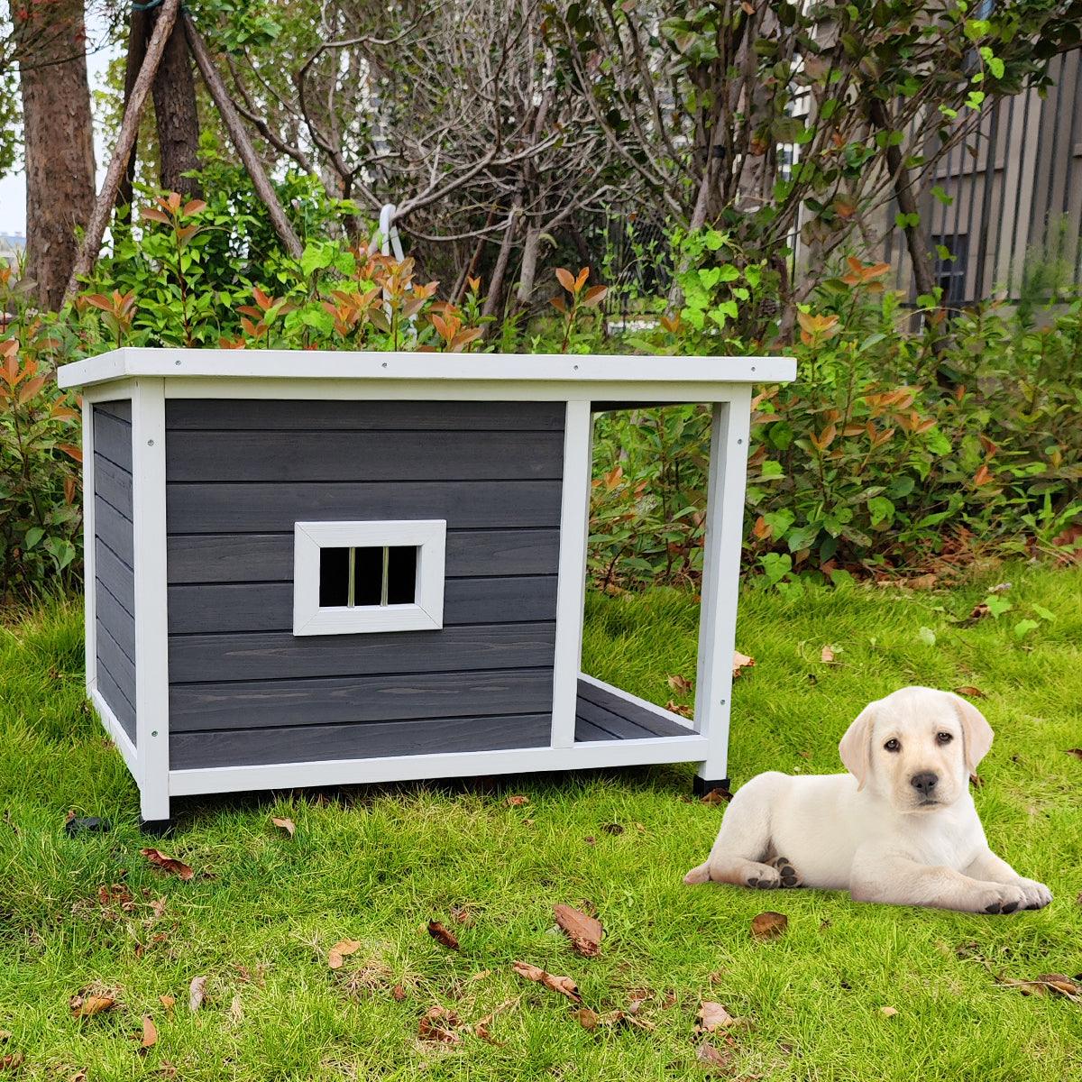 🆓🚛 Outdoor Puppy Dog Kennel, Waterproof Dog Cage, Wooden Dog House With Porch Deck