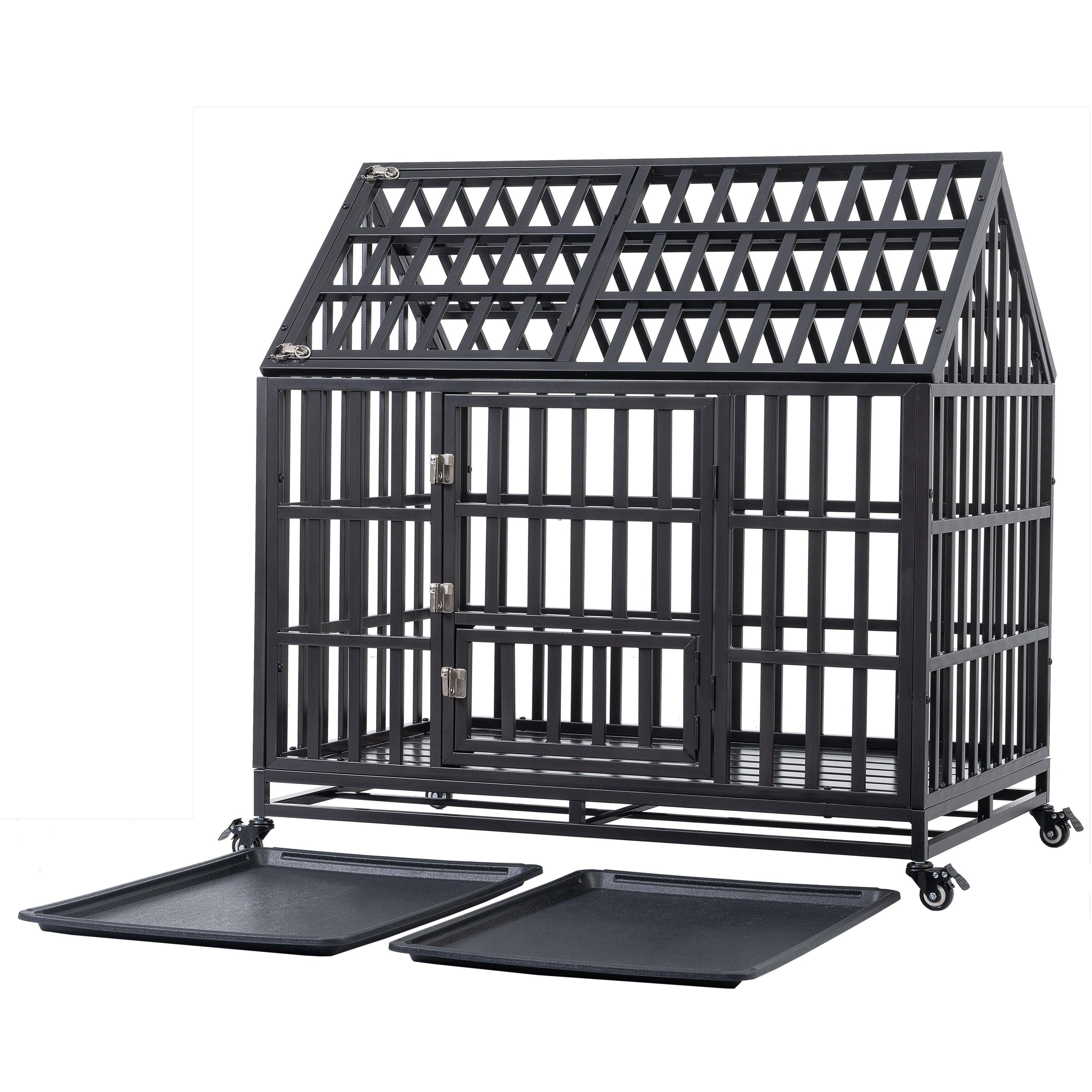 Heavy Duty Dog Cage  Pet Crate With Roof