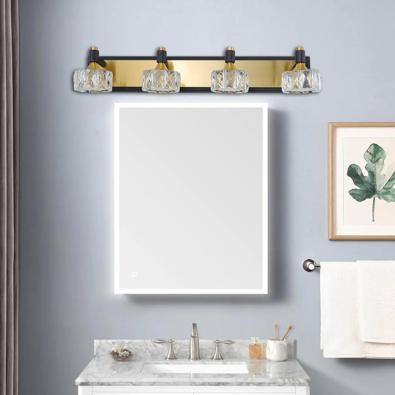 🆓🚛 Led 4-Light Modern Crystal Bathroom Vanity Light Over Mirror Bath Wall Lighting Fixtures