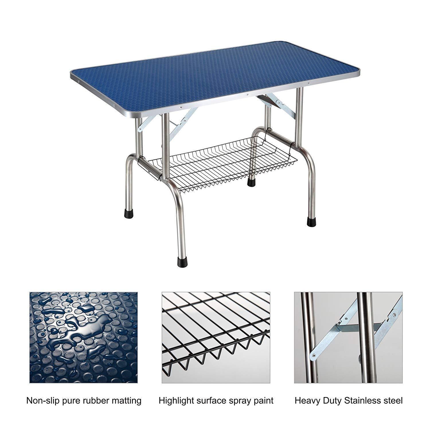 36" Folding Dog Pet Grooming Table Heavy Duty Stainless Steel Pet Dog Cat Grooming Table