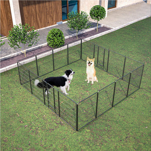 Dog Playpen Outdoor, 16 Panels Dog Pen 40" Height Dog Fence Exercise Pen With Doors For Large/Medium/Small Dogs, Portable Pet Playpen For Yard, RV, Camping, Hammer Paint Finish