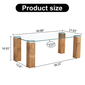 Glass-Top Coffee Table, Tea table, with MDF Legs - Stylish Blend of Elegance and Durability