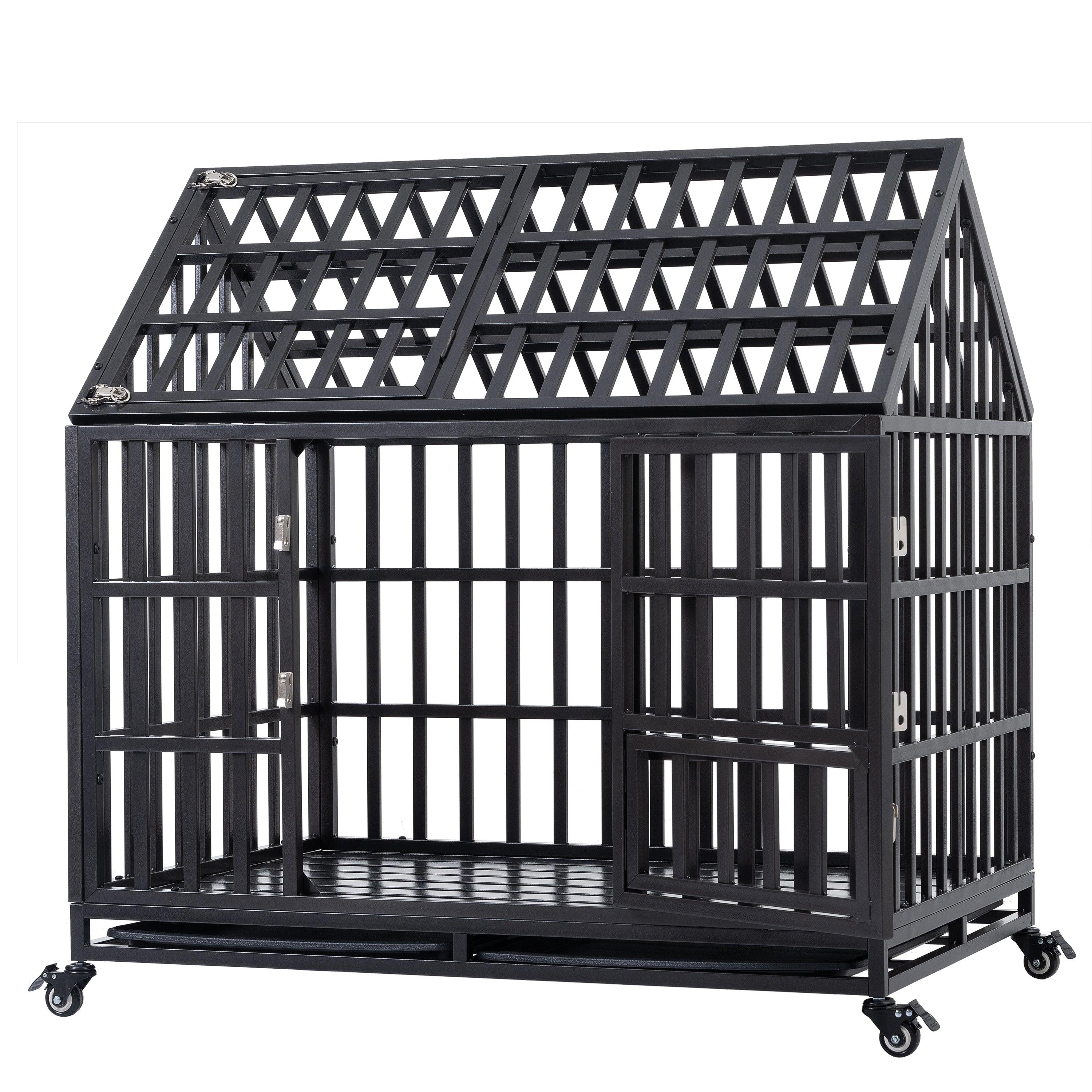 Heavy Duty Dog Cage  Pet Crate With Roof