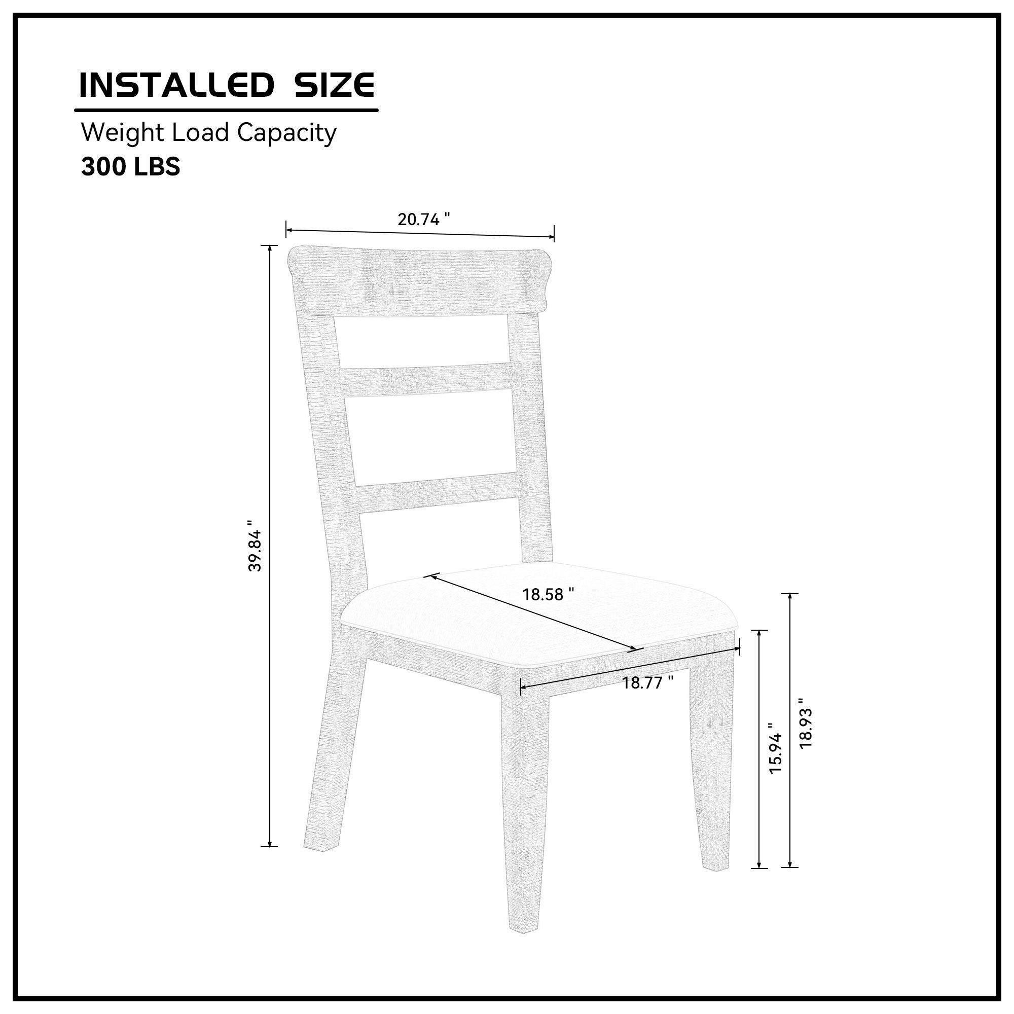 Dining Chair(19.1*24*37.4inch) Set of 2, Upholstered Cushion Seat Wooden Ladder Back Side Chairs Dark Gray