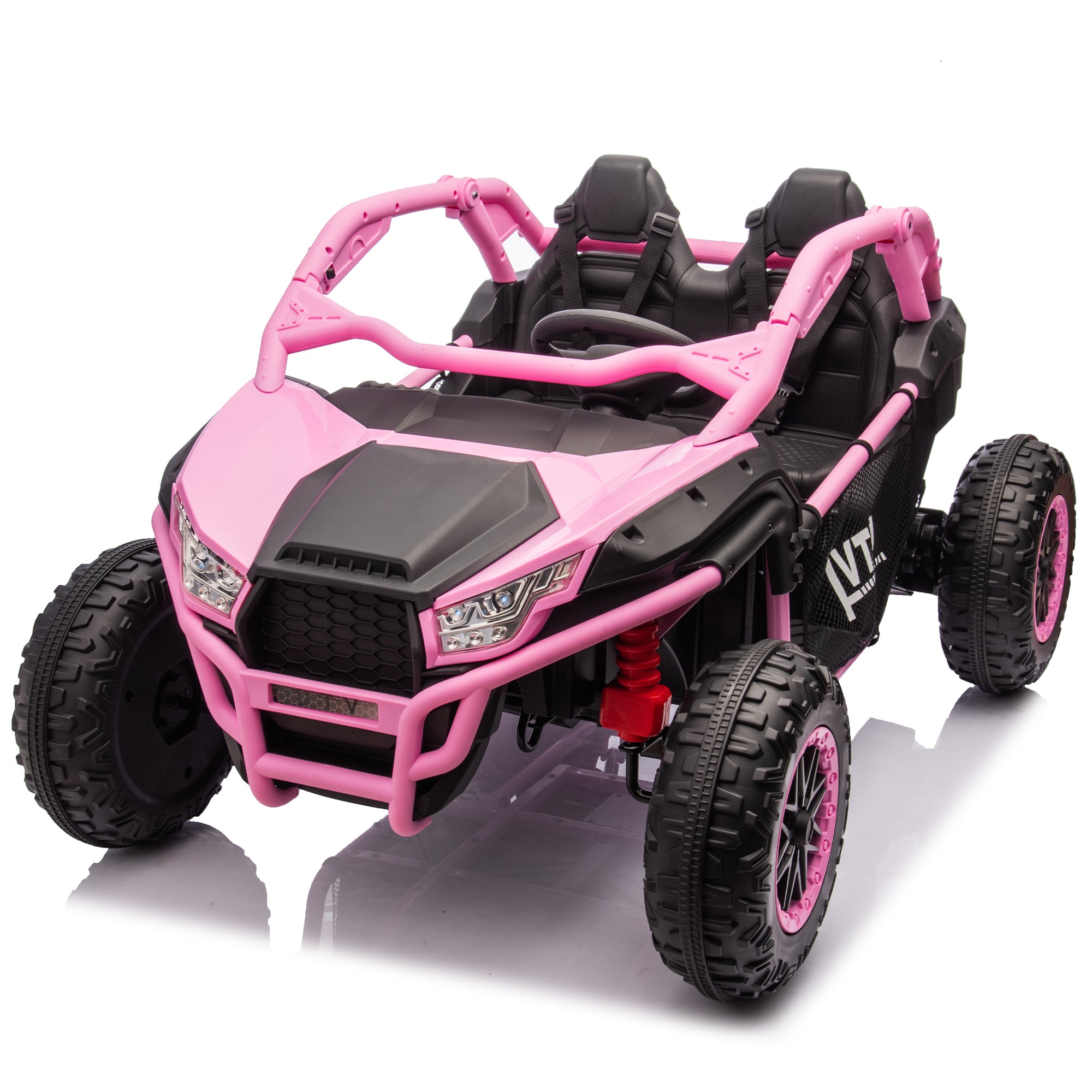 24V Two-Seater Kids Ride On Utv W/Parents Control, 20In Seat Width, 400W Super High Power, Four-Wheel Suspension, Bluetooth, Mp3, Usb, Led Light, Horn, Rear Storage Space, Speeds 3.73-4.97Mph for Kids Aged 3+.