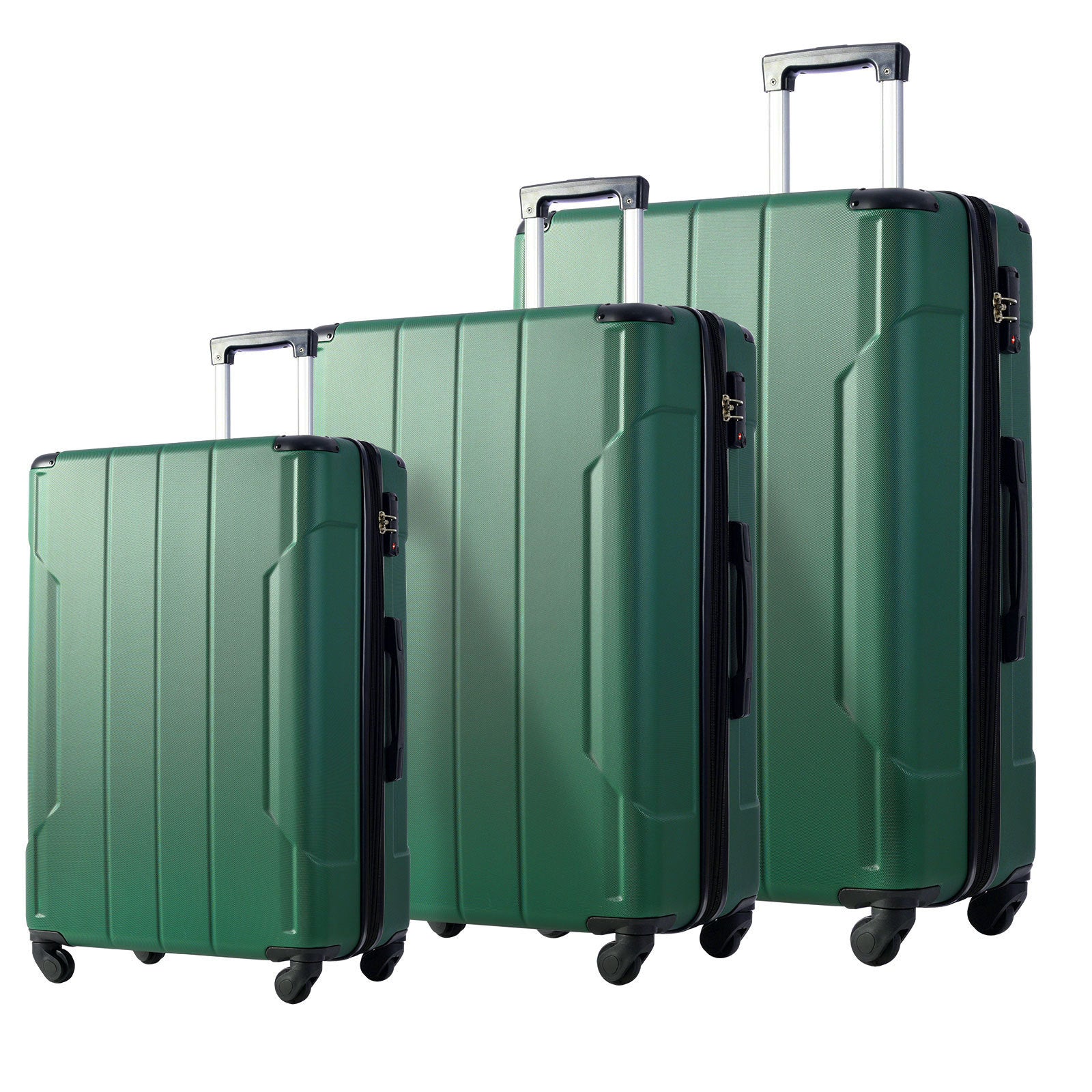 🆓🚛 Hardshell Luggage Sets 3 Pcs Spinner Suitcase With TSA Lock Lightweight 20''24''28'', Green