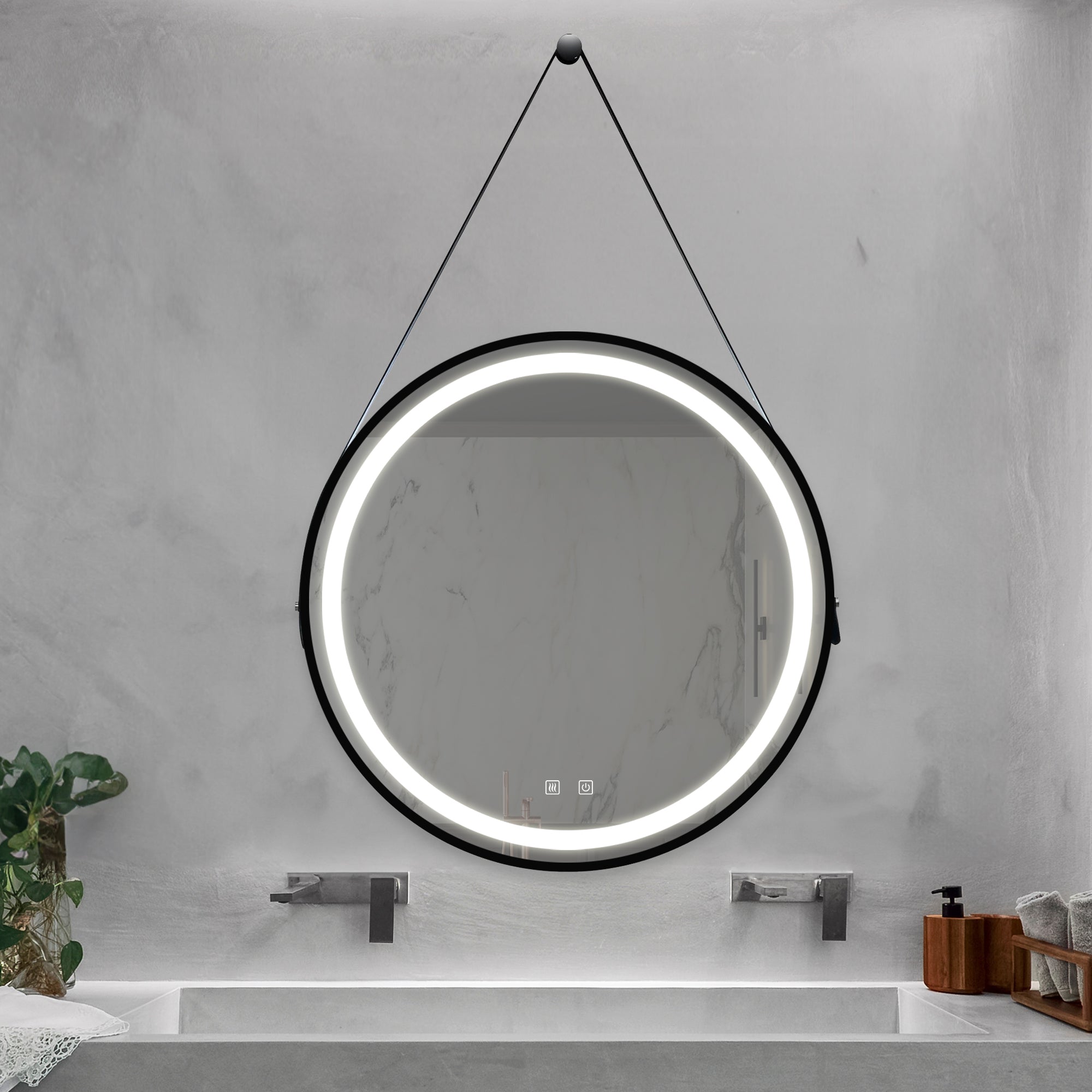 24 Inch Bathroom Led Classy Vanity Mirror With Focused Backplane, Black Aluminum Alloy Frame, High Lumen, Dimmable Touch, Wall Switch Control, Anti-Fog, Cri 95 Adjustable 3000K-4500K-6000K, Ip54 Waterproof