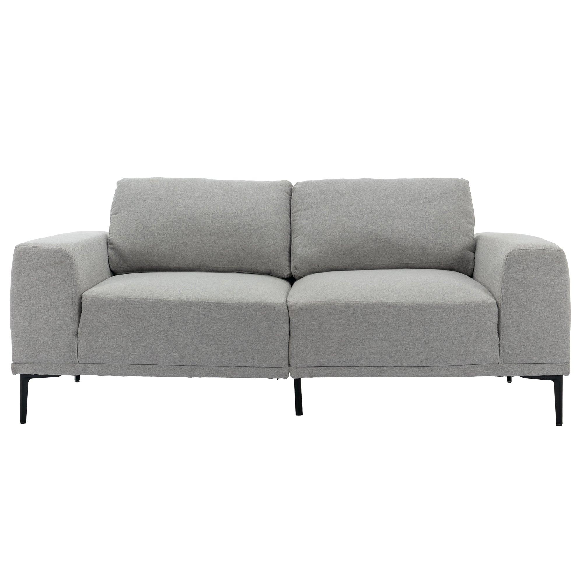 🆓🚛 Large Sofa, 74.8 Inch Linen Fabric Loveseat Couch Mid-Century Modern Upholstered Accent Couches for Living Room, Apartment, Bedroom, Light Gray