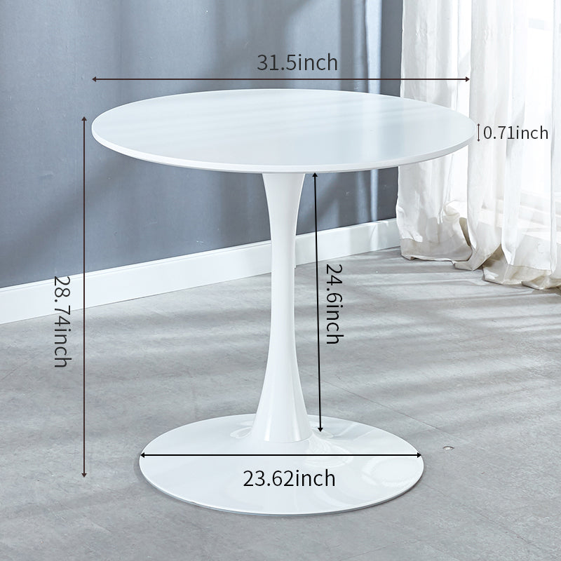 31.5" White Tulip Table Mid-Century Dining Table for 2-4 People With Round Mdf Table Top, Pedestal Dining Table