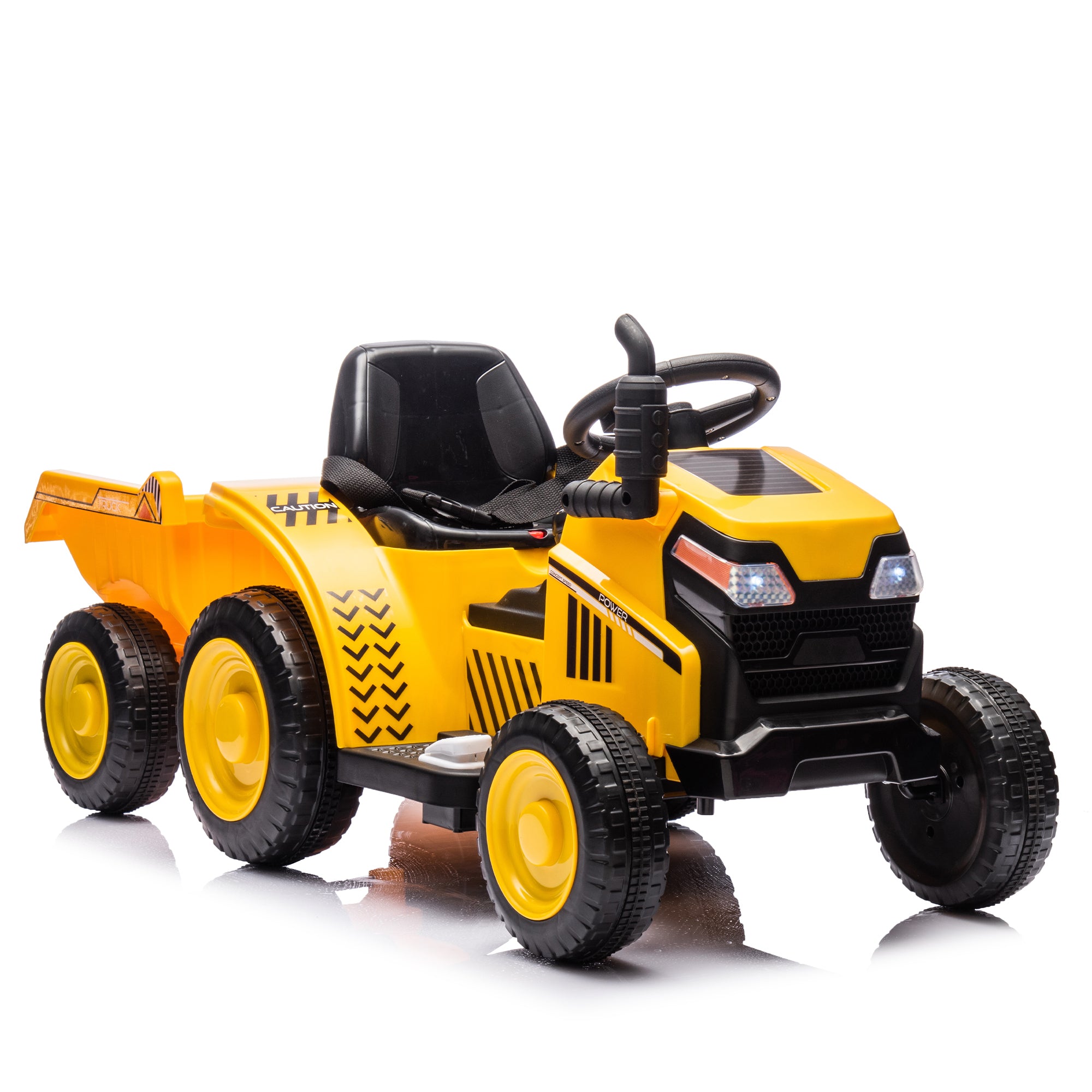 12V Kids Ride On Electric Tractor Black Knight, Kids Ride On Toy.2Wd, Non-Skid Tires, Steering Wheel, Foot Pedal, With Removable Storage Tug, Light, Bluetooth, Music, Mp3, Usb, Power Display for Kids Aged 2-3.